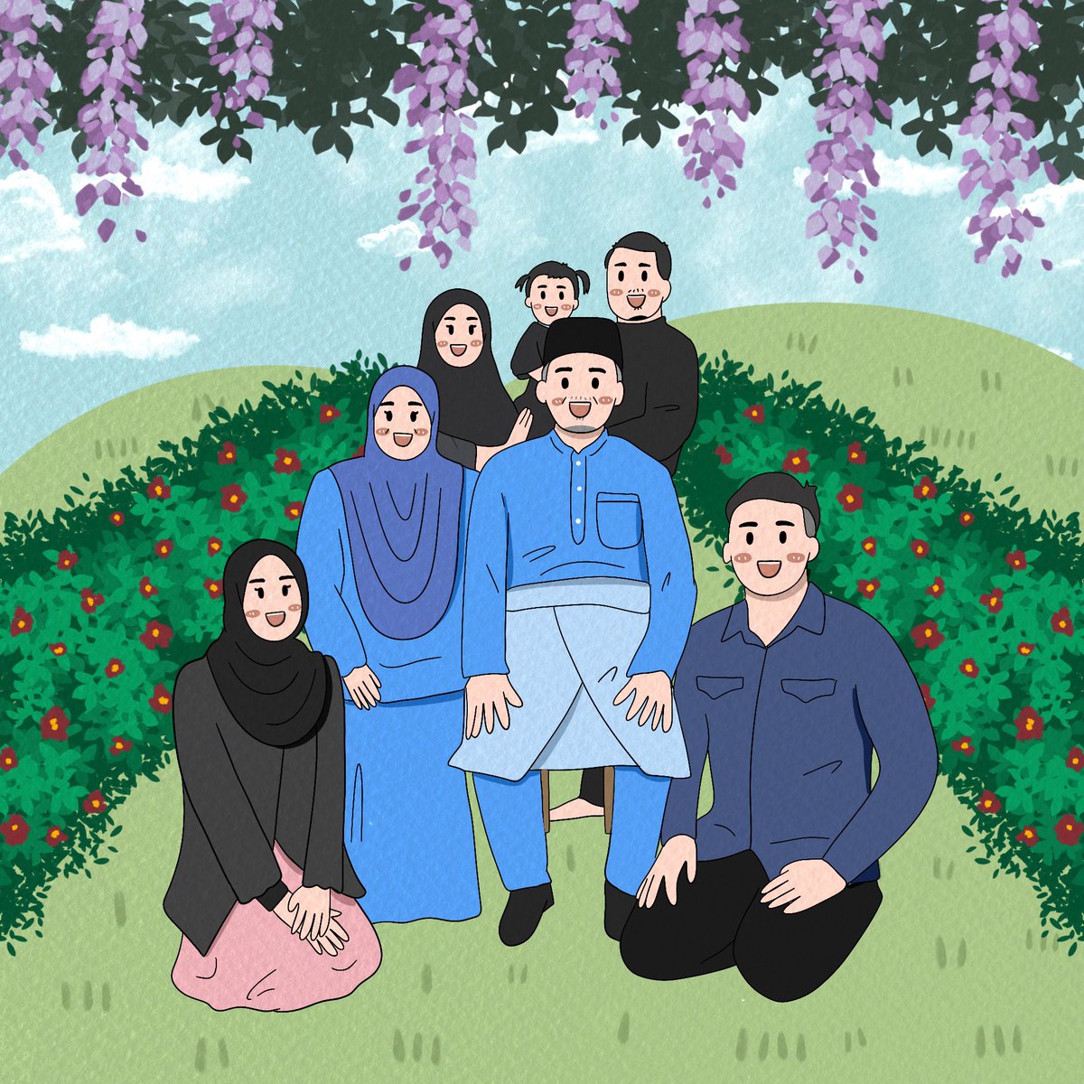Thank you for the commission🧚🏻‍♀️

Family portrait turn out to cute cartoon with a bit of magic sprinkles🥹

Kalau korang nak macam ni, boleh tekan link bawah🫶🏻 

Whatsapp: wa.link/18twyx