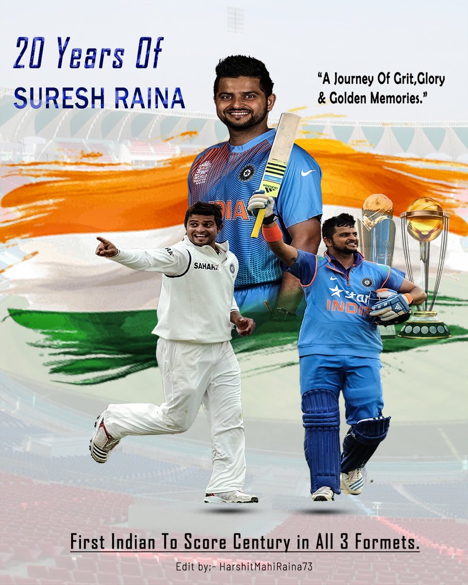 RainaMahi73's tweet photo. Two Decades Of Class, courage, sprit &amp; commitment - RAINA FOREVER! 💙

#20YearsOfRaina @ImRaina 🐐 https://t.co/fFagIY8qZ7