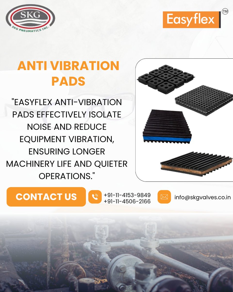 SKG_Pneumatics's tweet image. 🔇 Reduce machine noise &amp;amp; boost lifespan with Easyflex Anti-Vibration Pads. Built for HVAC, pumps &amp;amp; more.
📩 info@skgvalves.co.in | +91-11-4153-9849
#VibrationControl #Easyflex #IndustrialTools #SKGPneumatics #NoiseReduction