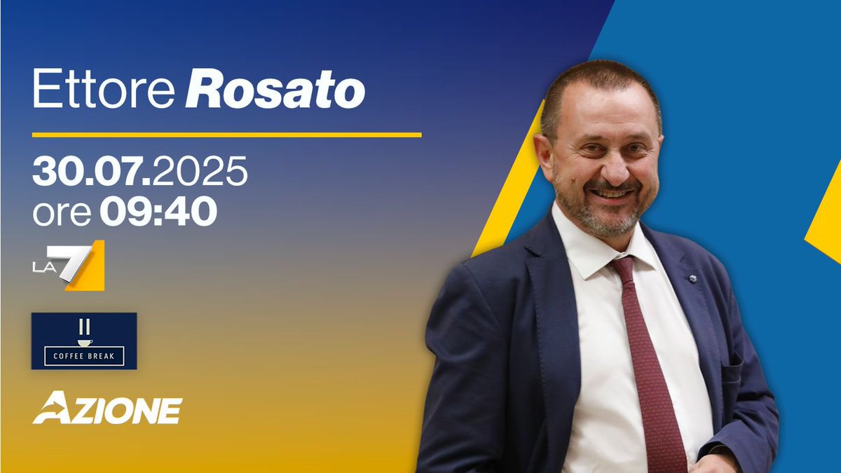 Azione (@azione_it) on Twitter photo Stamattina, dalle 09:40, <a href="/Ettore_Rosato/">Ettore Rosato</a> sarà ospite a <a href="/CoffeeBreakLa7/">Coffee Break</a> su <a href="/La7tv/">La7</a>.
Entra in #Azione: azione.it/registrati/ Stamattina, dalle 09:40, <a href="/Ettore_Rosato/">Ettore Rosato</a> sarà ospite a <a href="/CoffeeBreakLa7/">Coffee Break</a> su <a href="/La7tv/">La7</a>.
Entra in #Azione: azione.it/registrati/