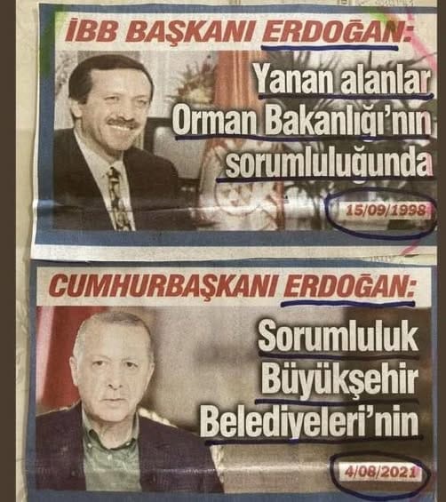 Akp Genel Başkanı Erdoğan,
orman yangınlarında sorumluluğu belediyelere atmış!

Sözün bittiği yer!!!