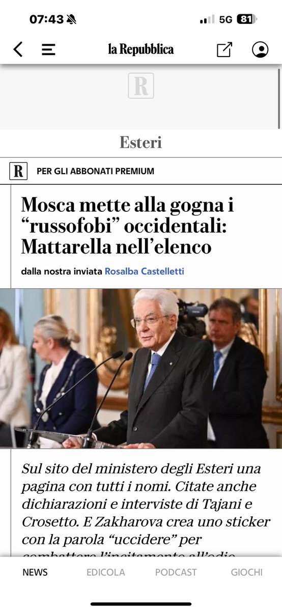 Carissima <a href="/repubblica/">Repubblica</a> …dopo aver letto questo capolavoro che si chiama “Mosca mette alla gogna i russofobi ocidentali” non so cosa dire. Magari dovete rinfrescare la memoria prima di pubblicare qualcosa. Fare “elenchi”libri nere, le mappe delle PESTE e una specialità italiana