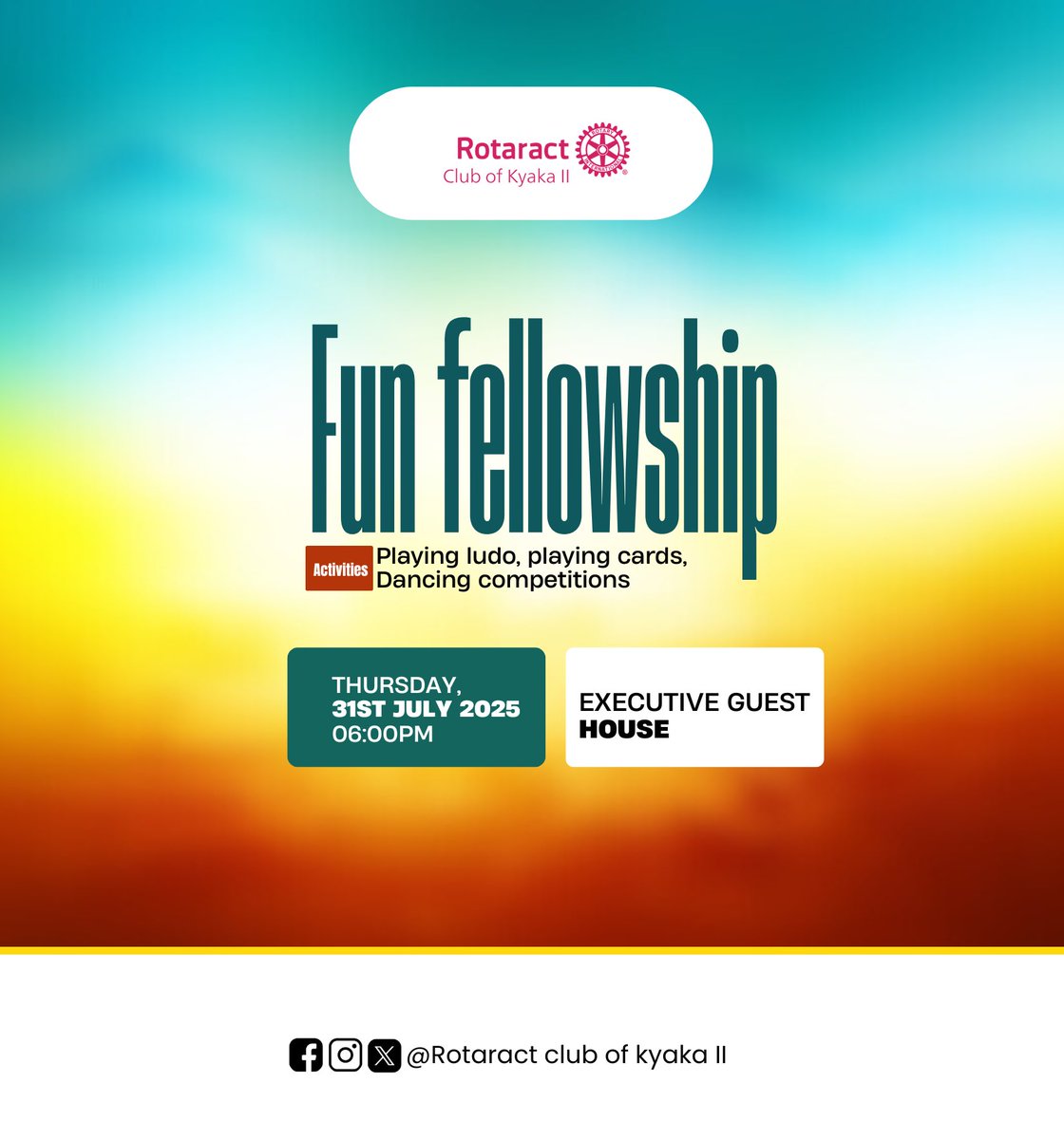 Join us for a fun filled fellowship at executive guest house