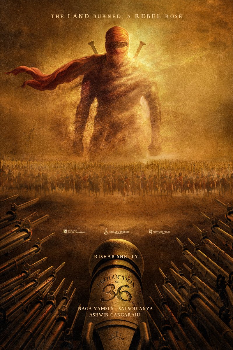 Not all Rebels are forged in Battle. ⚔️
Some are chosen by Destiny
And this is that story of a Rebel..💥💥

Proudly announcing <a href="/SitharaEnts/">Sithara Entertainments</a> Production No.36 with the versatile and dynamic <a href="/shetty_rishab/">Rishab Shetty</a> garu. 🔥🔥

Directed by <a href="/AshwinGangaraju/">Ashwin Gangaraju</a> 

#SaiSoujanya <a href="/Fortune4Cinemas/">Fortune Four Cinemas</a>