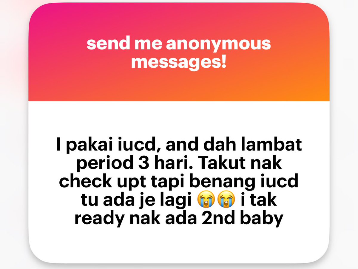 zuhrahx's tweet image. Oh no 😐
NGL ni dari 5 hari lepas. Any update? 😭

#iucd #birthcontrol #familyplanning