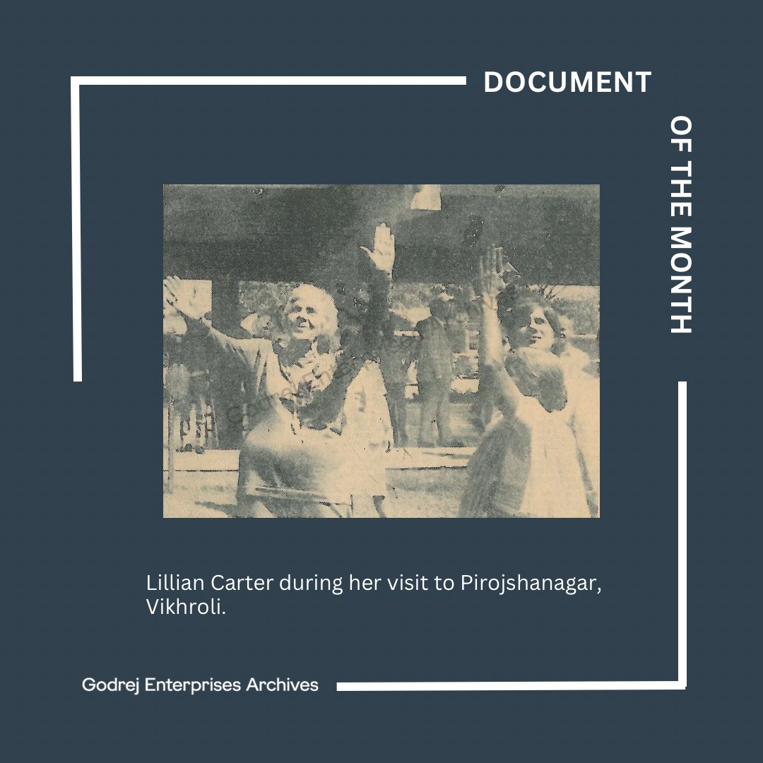 This month’s document takes us back to 1976, when a quiet #news clipping reminds us of an incredible episode from our past— of #LillianCarter, mother of #JimmyCarter, and her time spent in #Vikhroli as a #PeaceCorps volunteer. 

Click here link to read: archives.godrejenterprises.com/DOM-Lectures/d…