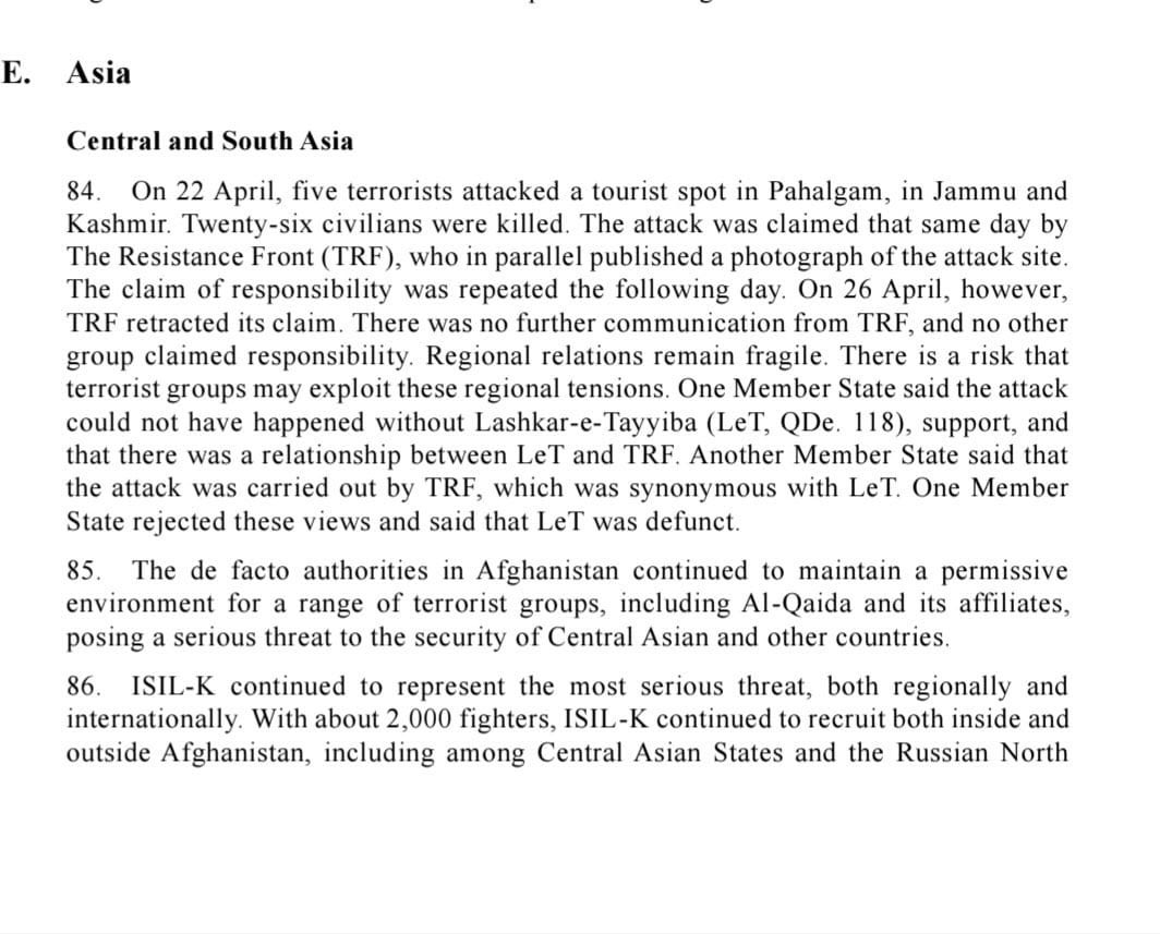 The UN Security Council Monitoring Committee has clearly identified The Resistance Front (TRF), a proxy of Pakistan-based terror group Lashkar-e-Taiba, as the organiser of the recent Pahalgam attack in Kashmir.

And yet, Congress leader P. Chidambaram had the audacity to ask,