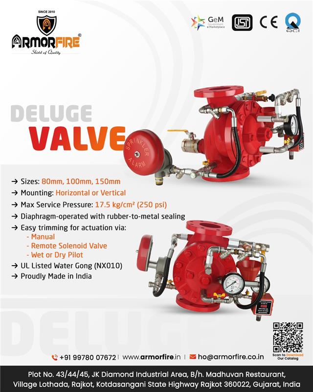 armor__fire's tweet image. #ArmorFire's #DelugeValve is designed with robust diaphragm sealing, a 17.5 kg/cm² pressure capacity & features manual or automatic actuation
Call: +91 99780 07672
Check: cutt.ly/yrP575TN
#FireProtectionSystem #FireEquipment #FireEquipmentManufacturer #FireSafety