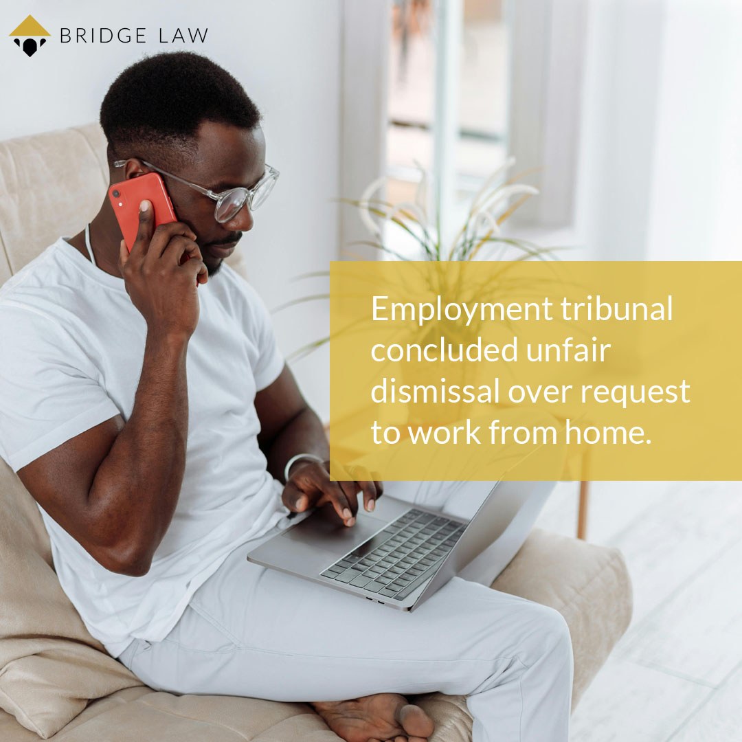 An employment tribunal ruled in favour of an IT director, who requested to attend a meeting by video call.
Read more via the link below.

For legal advice on an Employment Law matter, contact our specialist solicitors: info@bridgelawsolicitors.co.uk

champ.ly/xV2jvM9m