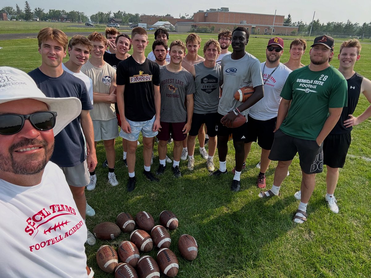 As a MG Coach, I’ve never gone to the summer college HS team camps because there isn’t really an emphasis on specialist teams.  I always wanted to go.  This year we connected with the Bemidji State coaching staff about the idea of adding special teams training and they loved it.