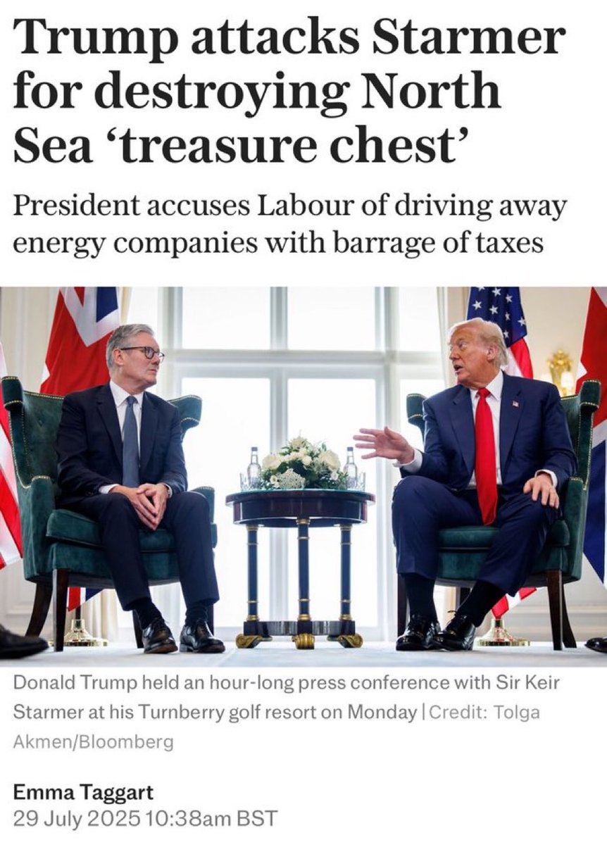 On this one, Trump is right. It’s absolutely insane that the Labour government has blocked new oil and gas licenses in the North Sea and instead imports £40bn of North Sea oil and gas from Norway.