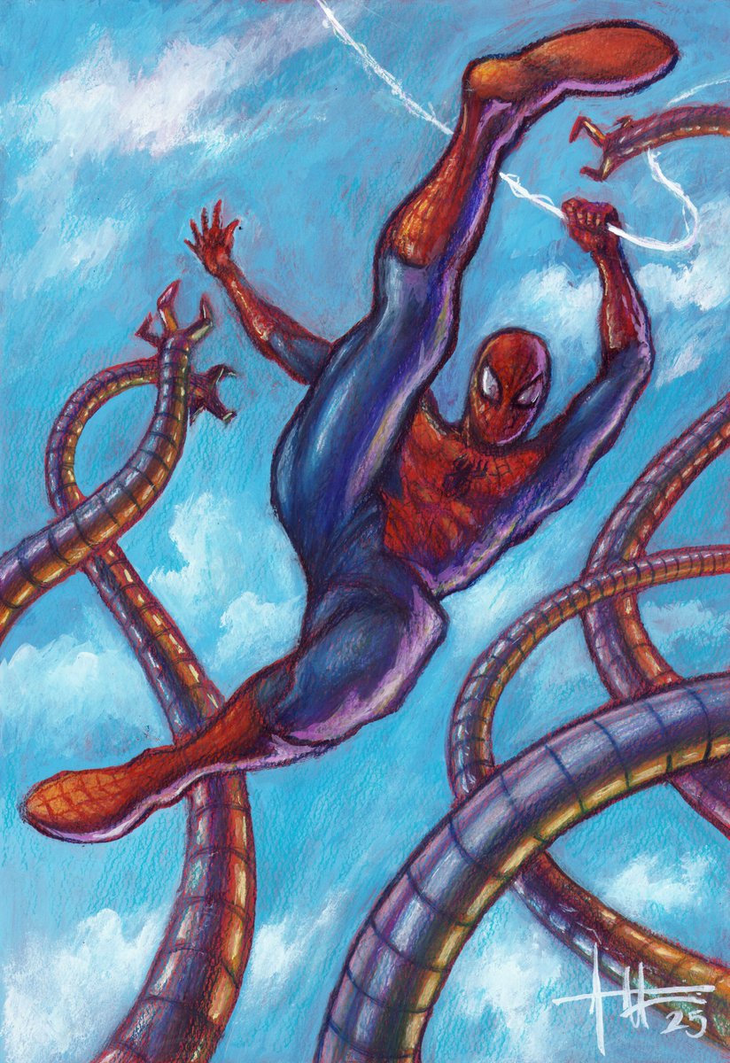 I finally decided on a background and just finished putting it in the picture. I'd love to take a bunch of these and make them into a card set like the good ol comic cards. 

#SpiderMan #marvelcomics #marvel