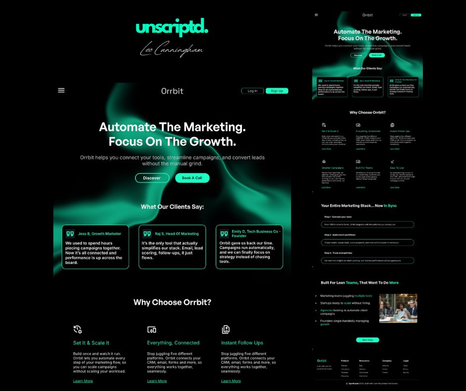 Full landing page for tech client wanting a modern inspired theme matching their brand colors.

Let me know what you think!