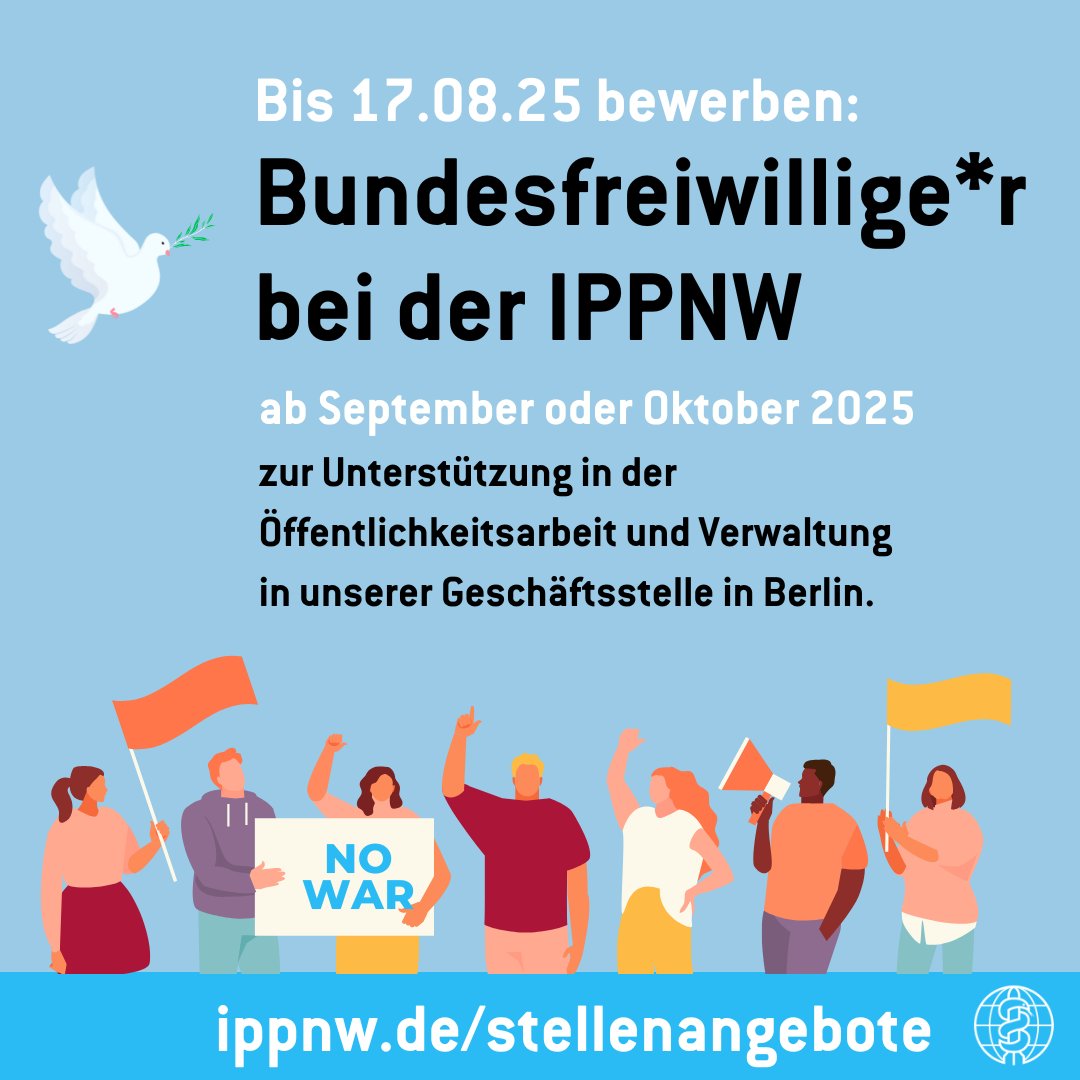 Du willst Dich politisch engagieren und hast Lust auf Veränderung? Bei  der IPPNW erlebst Du genau das! Als Bufdi lernst Du die Strukturen einer NGO kennen und übernimmst von Anfang an spannende Aufgaben: ippnw.de/stellenangebote #Bundesfreiwilligendienst
