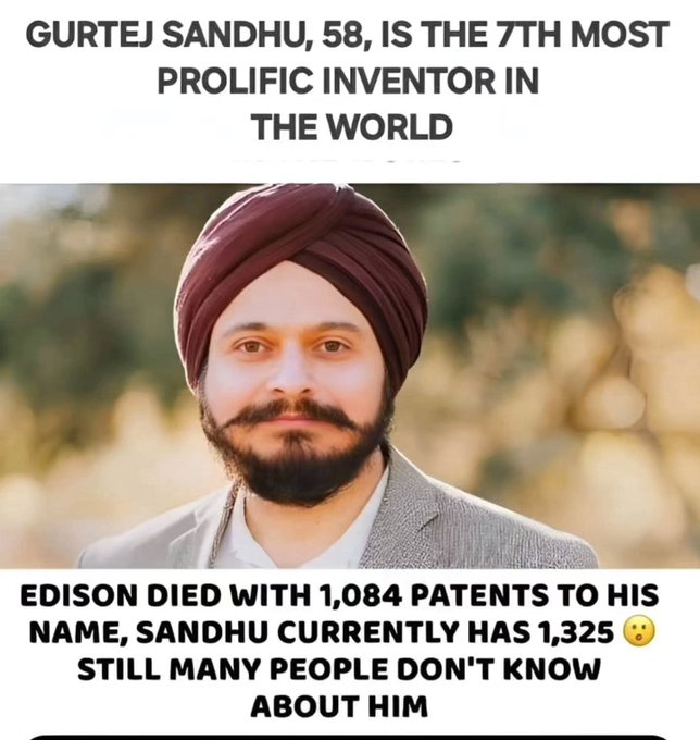 Sikhs4India's tweet image. ਡਾ. ਗੁਰਤੇਜ ਸਿੰਘ ਸੰਧੂ, ਭਾਰਤੀ ਮੂਲ ਦੇ ਮਾਈਕ੍ਰੋਨ ਪਾਇਨੀਅਰ, ਦੁਨੀਆ ਦੇ ਸਭ ਤੋਂ ਉਤਪਾਦਕ ਅਵਿਸ਼ਕਾਰਕਾਂ ਵਿੱਚੋਂ ਇੱਕ ਹਨ, 1,300+ ਅਮਰੀਕੀ ਪੇਟੈਂਟਾਂ ਨਾਲ, ਸੱਤਵੇਂ ਸਥਾਨ &apos;ਤੇ। 
ਇਹ ਹੈ ਭਾਰਤ ਦਾ ਅਸਲੀ ਸਿੱਖ: ਚਿੱਪਸ ਬਣਾਉਂਦੇ ਹਨ, ਅਫਰਾਤਫਰੀ ਨਹੀਂ।
ਖਾਲਿਸਤਾਨੀ ਪ੍ਰਚਾਰ ਸਿੱਖਾਂ ਦੀ ਕਾਮਯਾਬੀ ਦੇ ਸਾਹਮਣੇ ਢਹਿ ਜਾਂਦਾ ਹੈ। #SikhsForIndia