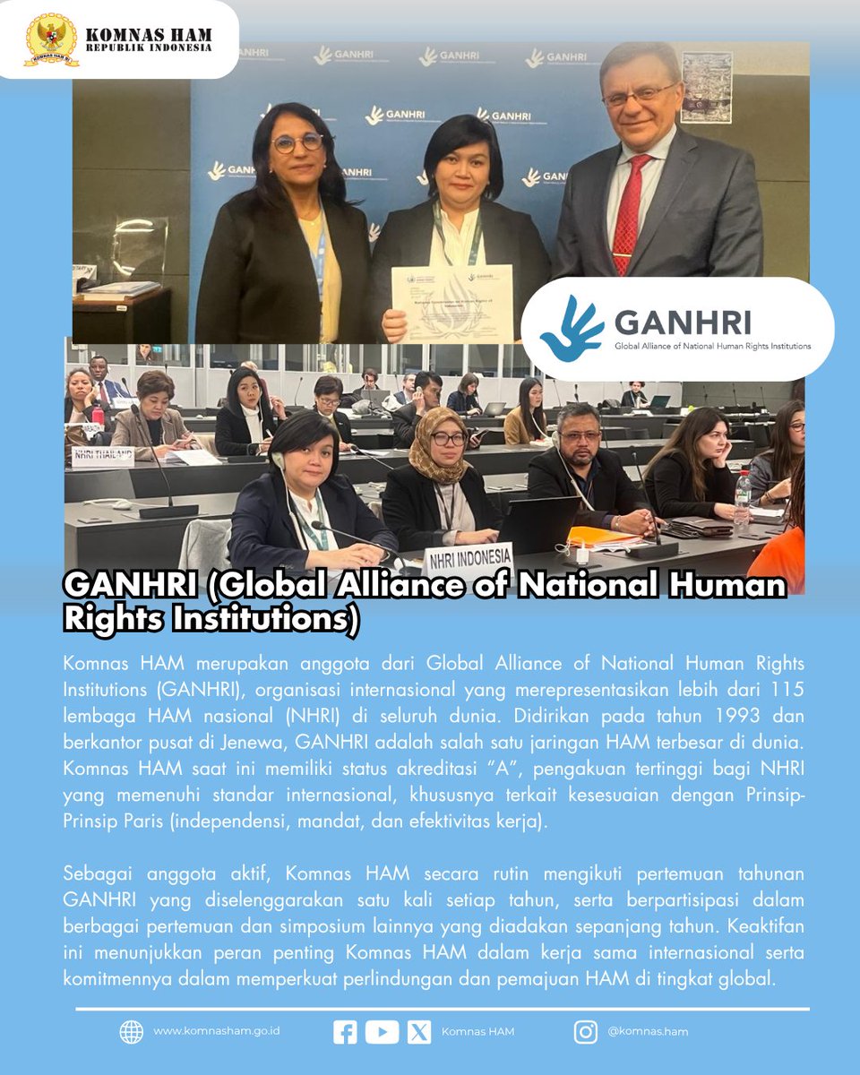 Hai HAMBuddies, sebagai upaya pemajuan hak asasi manusia di tingkat internasional, Komnas HAM tergabung dalam beberapa organisasi internasional loh.  Silahkan disimak di infografis berikut ya... #PemajuanHAM #PenegakanHAM #SEANF #APF #GAHNRI