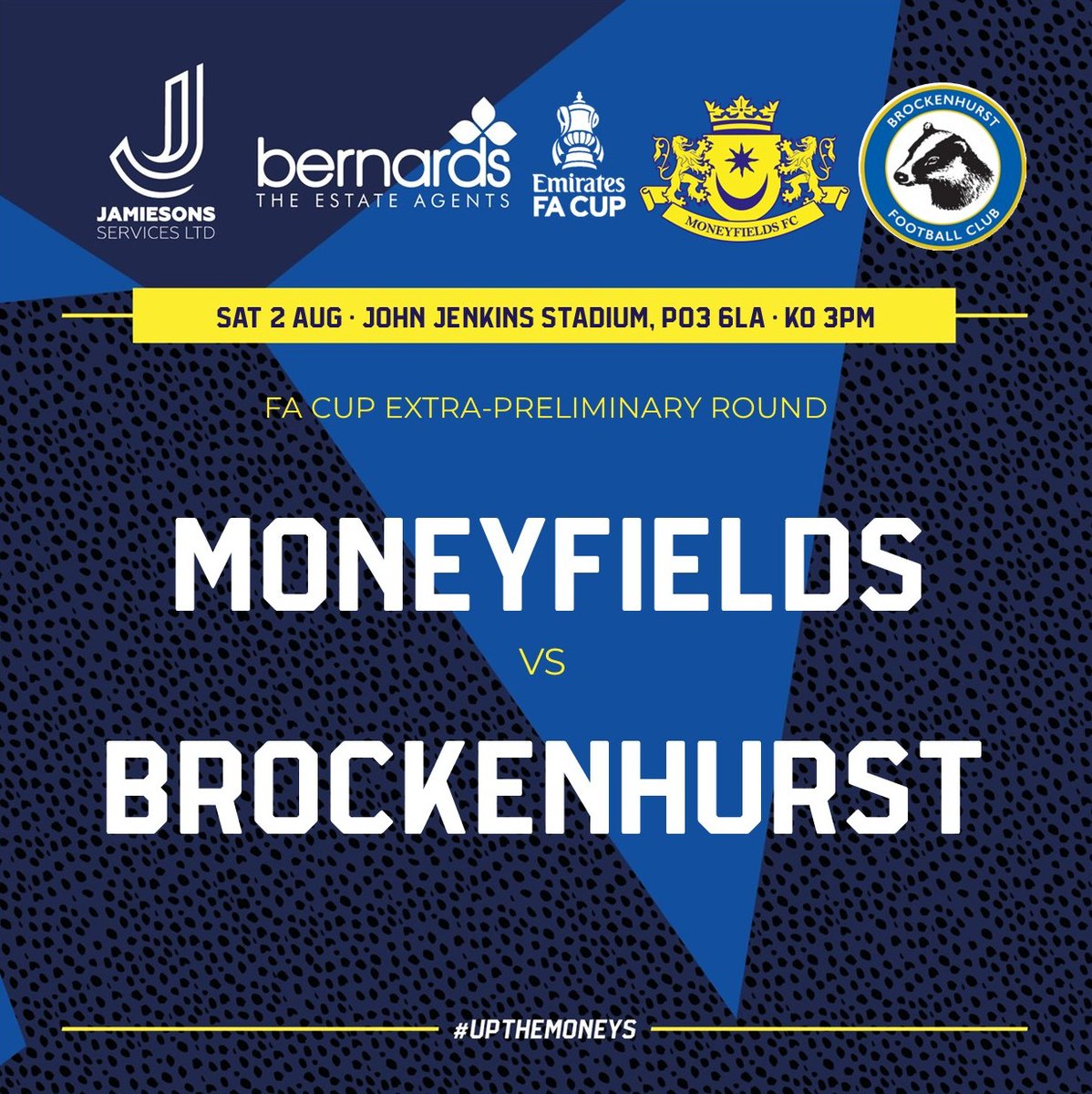 The First Team are back in competitive action this Saturday, when Brockenhurst visit the John Jenkins Stadium in the FA Cup Extra-Preliminary Round. KO 3pm.

Tickets can be purchase via the link below;
app.fanbaseclub.com/Fan/Tickets/Se…

#UpTheMoneys