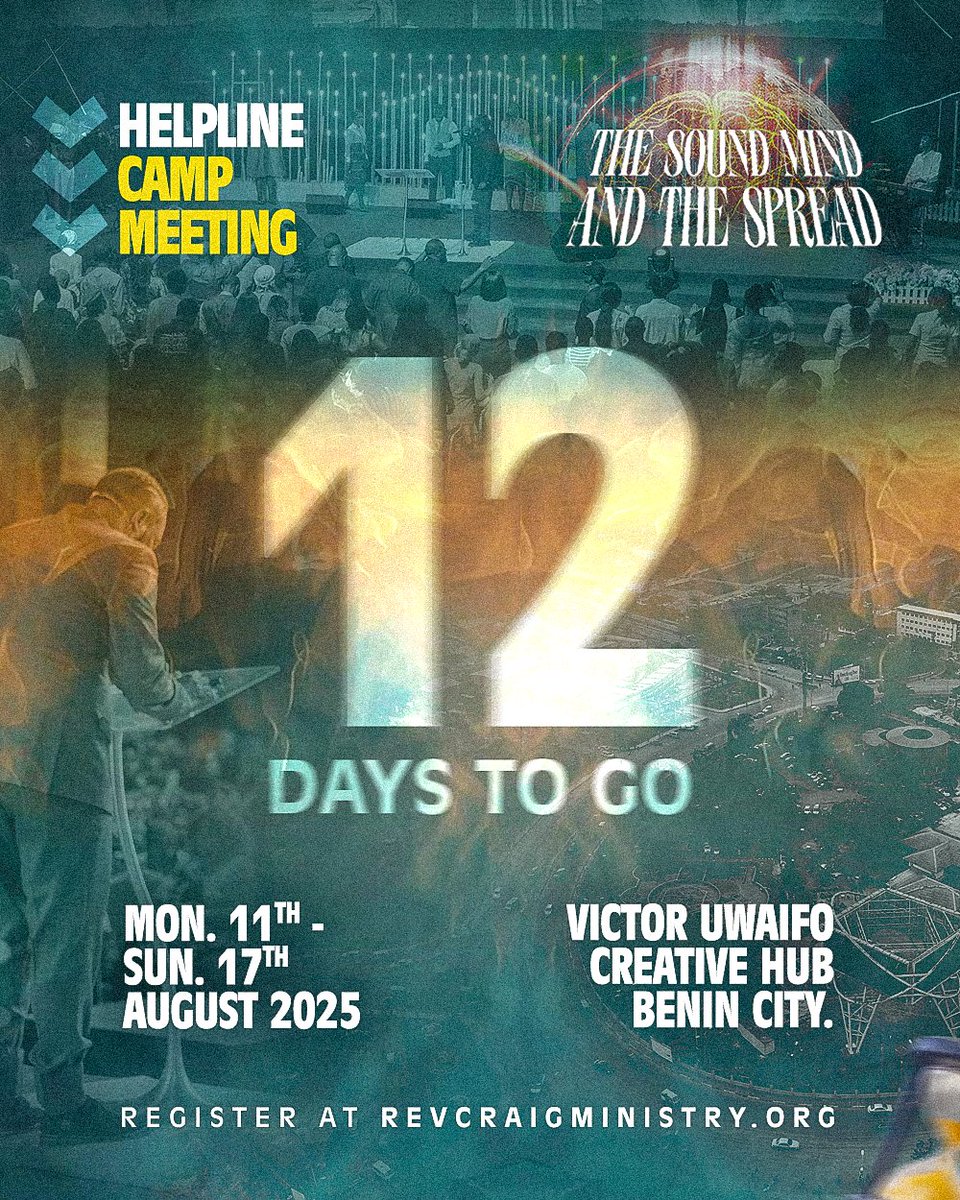 helplinenation's tweet photo. 🔊🔊
Camp Meeting 2025 : THE SOUND MIND AND THE SPREAD 

Tag a Friend who needs to register now at:
https://t.co/coGhMXgGMH 

🗓 August 11th - 17th, 2025 

📍Victor Uwaifo Creative Hub, Airport Road, Benin City 

#helplinecampmeeting #omothisaugust #soundmindspread #benincity https://t.co/Auyd7JwJpC