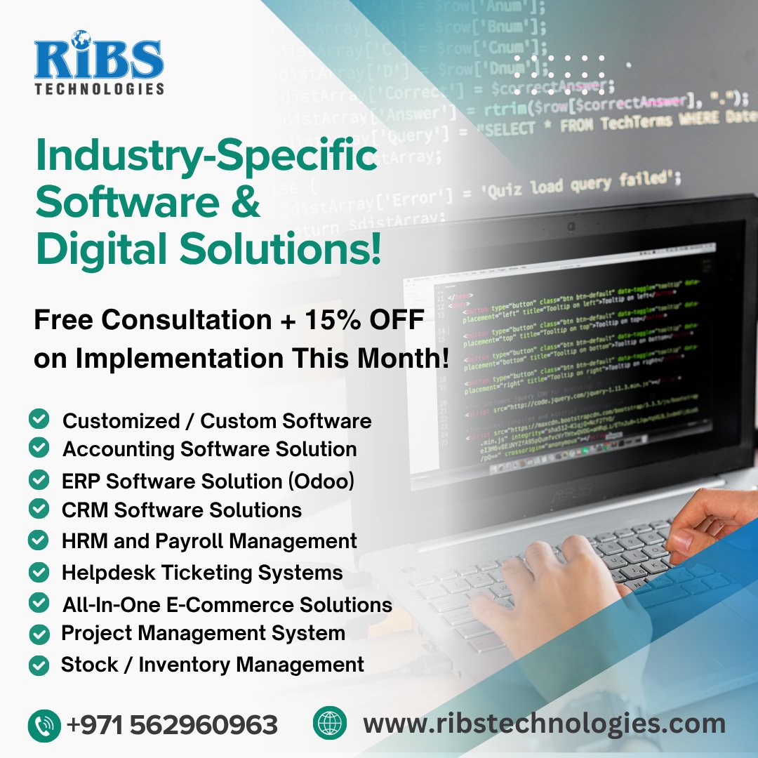 RIBSTechUAE's tweet image. ribstechnologies.com/ribs-enterpris…
Free Consultation + 15% OFF Implementation This Month!
#ribstechnologies #dubaidigitalmarketing #CRM #helpdeskticketingsystem#software #softwaredevelopment #softwaresolutions #softwarecompanyuae #businesssoftwaresolutions