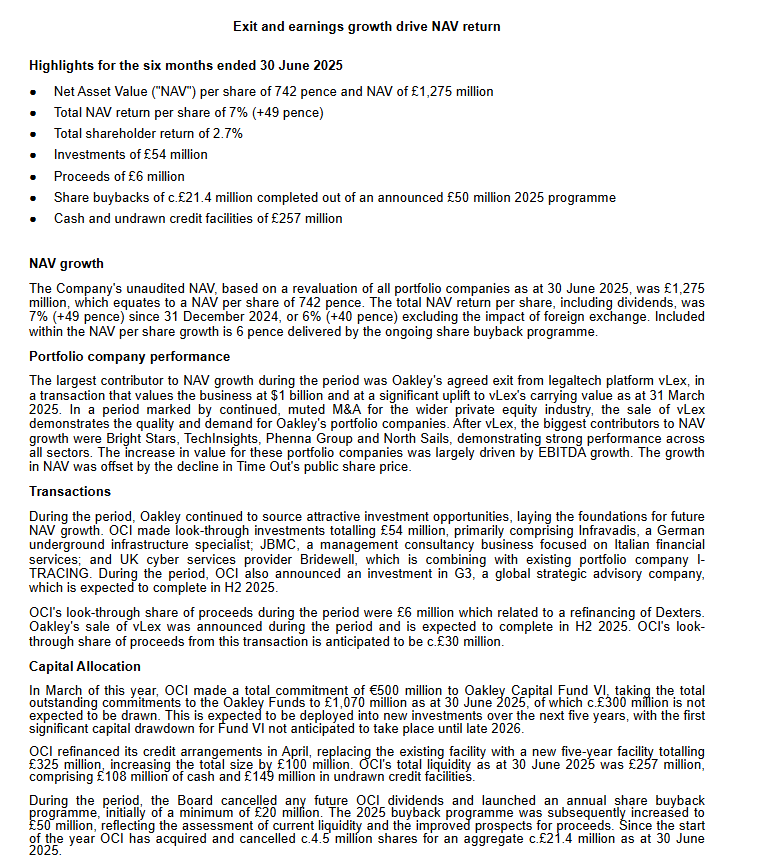 #OCI - another steady as she goes performance