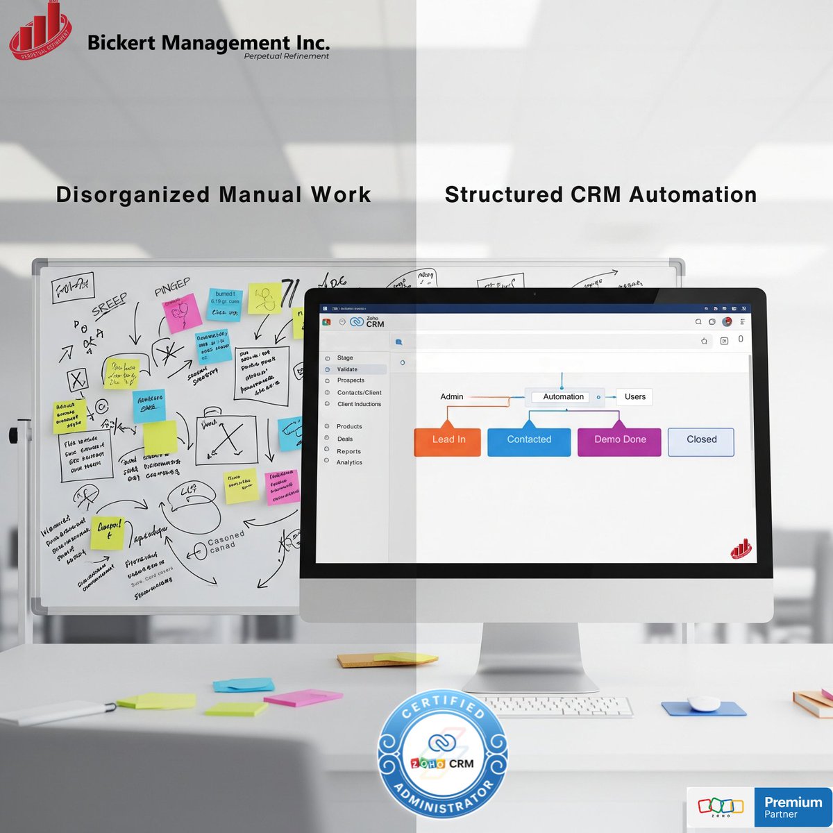 BickertMgmtInc's tweet image. Stop chasing leads in circles.
Set up blueprint workflows in Zoho CRM to guide your team step-by-step — no missed follow-ups, no messy handovers.

If you&apos;re still doing manual tracking, you&apos;re leaving money on the table.
Let your CRM do the heavy lifting. #zohocrm #zohopartner
