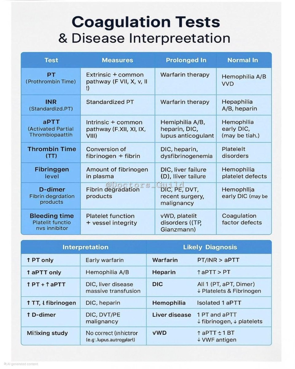 Coagulation Tests &amp; Disease Interpreetation
