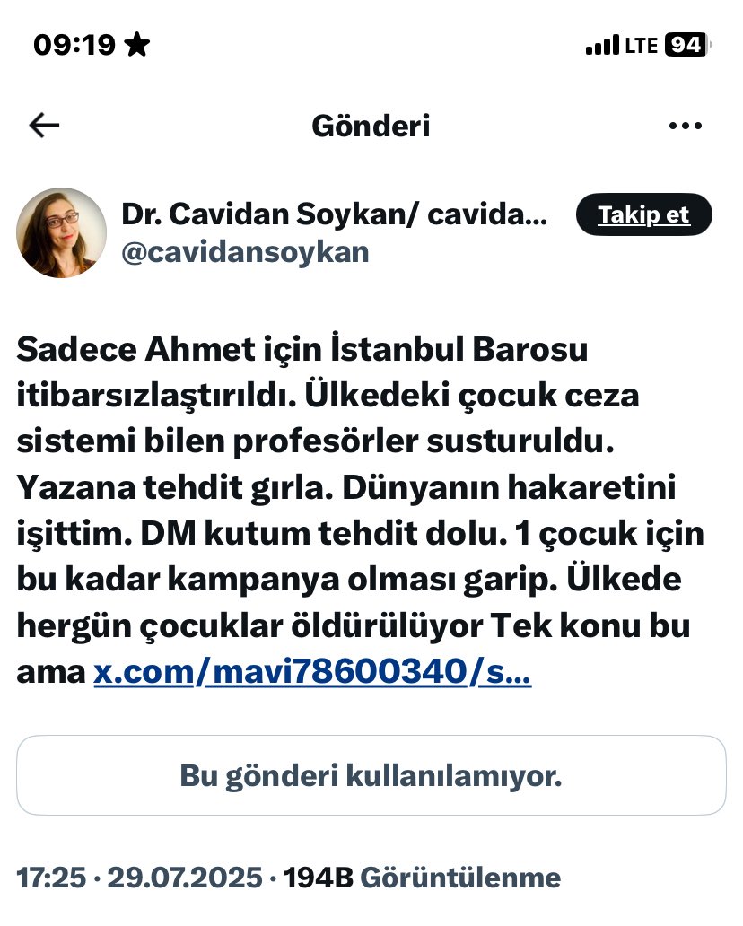 Bir çocuğun canını İstanbul barosunun itibarı kadar değerli görmeyen insanlık dışı bu yaratıkları unutmayın. Uluslararası istihbaratın 3-5 IQ ile aramıza saldığı zombilerdir. Ne şekilde olursa olsun insan kalmaya, çocuklara, gençlere ve yaşlılara sarılmaya devam edin. İnanın