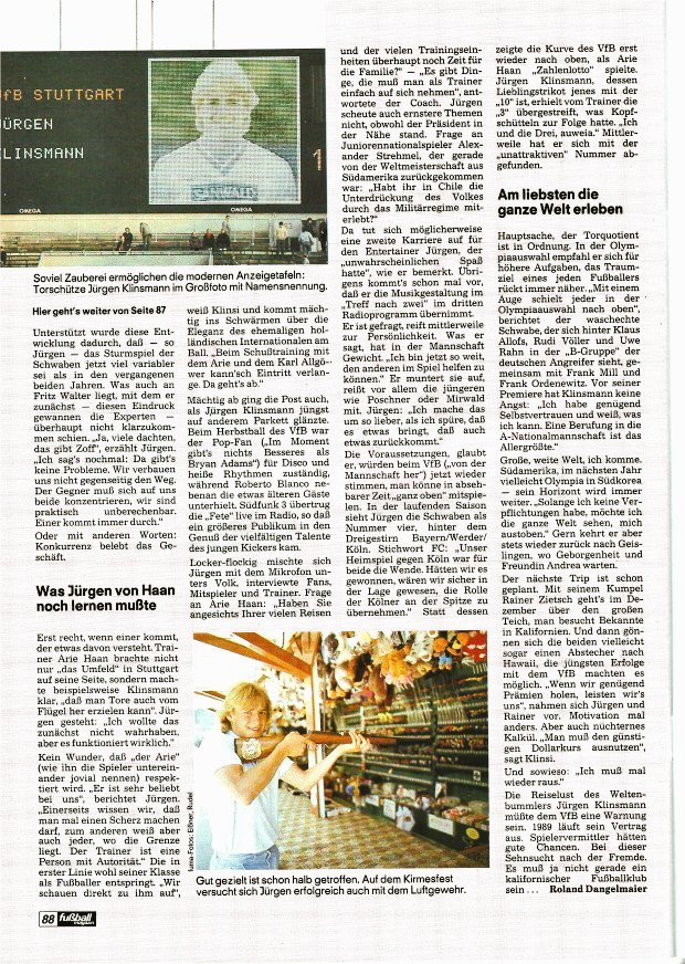 kicker_fuma's tweet image. &quot;Jürgen Klinsmann - Mit den Clowns kamen die Tränen&quot;

(Aus: Fuma Dezember 1987)

#klinsmann #vfb #svk #fcbayern #thfc #tottenham #monaco #italia90 #dfb #botd #happybirthday