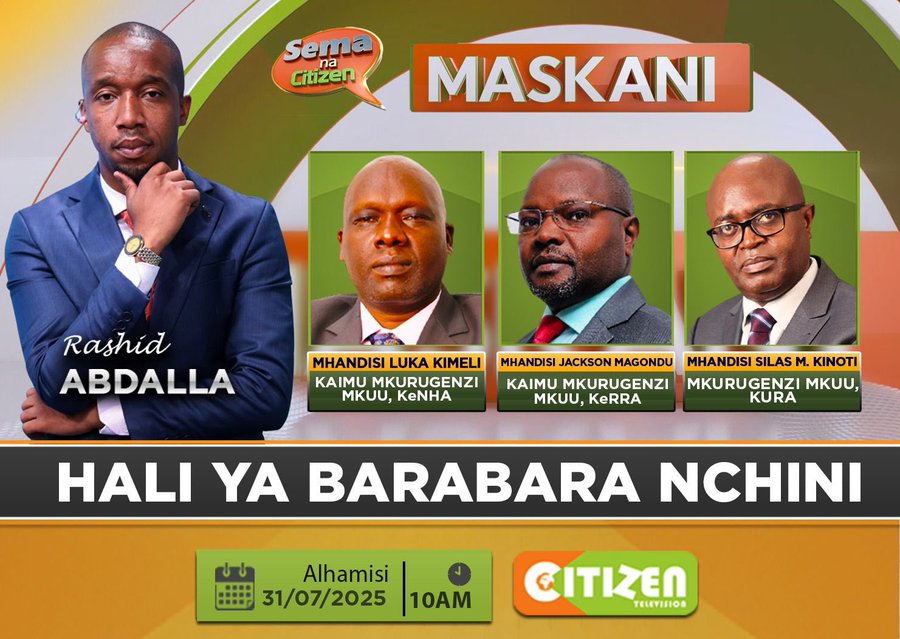 Kenya Urban Roads Authority (KURA) (@kuraroads) on Twitter photo Join the KURA Director General Eng. Silas Kinoti LIVE on Citizen TV tomorrow as he breaks down the state of our roads, KURA's pivotal role, and what’s next for urban mobility in Kenya’s cities. <a href="/citizentvkenya/">Citizen TV Kenya</a> <a href="/MuriraKinoti/">Eng. Silas Kinoti, EBS</a> <a href="/Roads_KE/">State Department For Roads</a> <a href="/KeNHAKenya/">Kenya National Highways Authority (KeNHA)</a> <a href="/KeRRA_Ke/">Kenya Rural Roads Authority (KeRRA)</a> Join the KURA Director General Eng. Silas Kinoti LIVE on Citizen TV tomorrow as he breaks down the state of our roads, KURA's pivotal role, and what’s next for urban mobility in Kenya’s cities. <a href="/citizentvkenya/">Citizen TV Kenya</a> <a href="/MuriraKinoti/">Eng. Silas Kinoti, EBS</a> <a href="/Roads_KE/">State Department For Roads</a> <a href="/KeNHAKenya/">Kenya National Highways Authority (KeNHA)</a> <a href="/KeRRA_Ke/">Kenya Rural Roads Authority (KeRRA)</a>