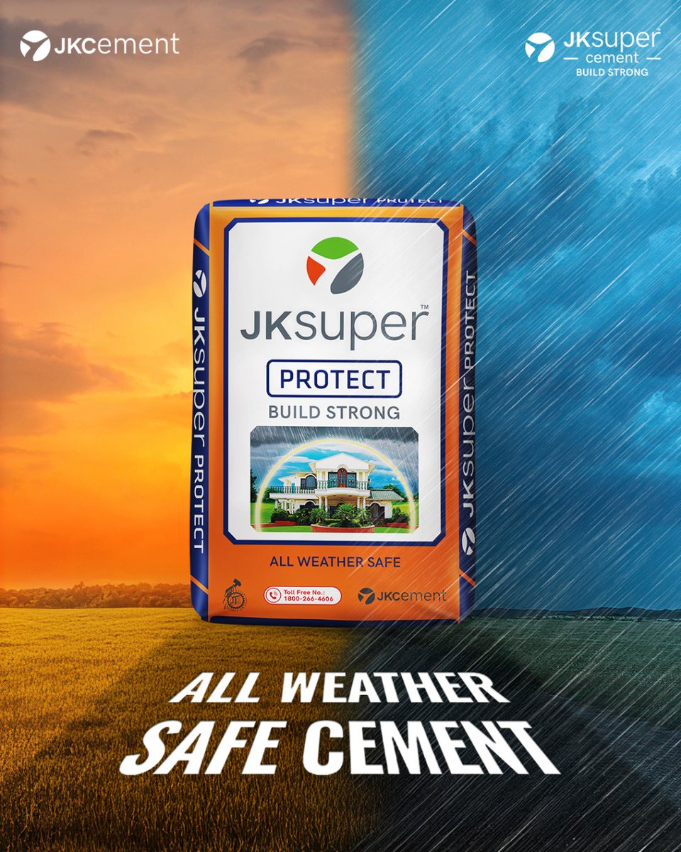 JKCementIndia's tweet photo. Shield your dream home in every season with JK Super Protect Cement!
#JKCement #JKSuperCement #WeatherProtect #Construction https://t.co/JbeVgDsZRo