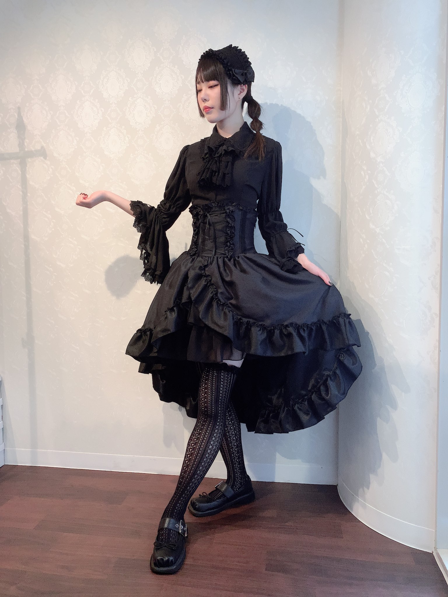 タグ付き♥ネイビージャガードレースアップロングコルセットPIERROTピエロ ATELIER PIERROT】 Lace Up Long Corset ホワイト/ワイン