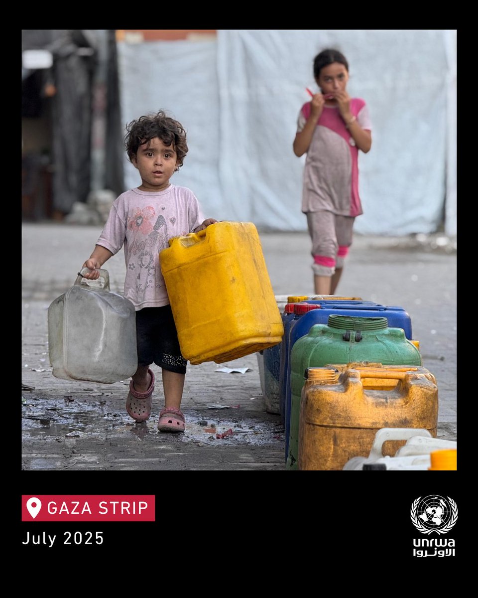 In #Gaza, getting clean water remains a daily challenge.

Children wait in long lines under the sun.

The crisis is deepening, while the world watches in silence.