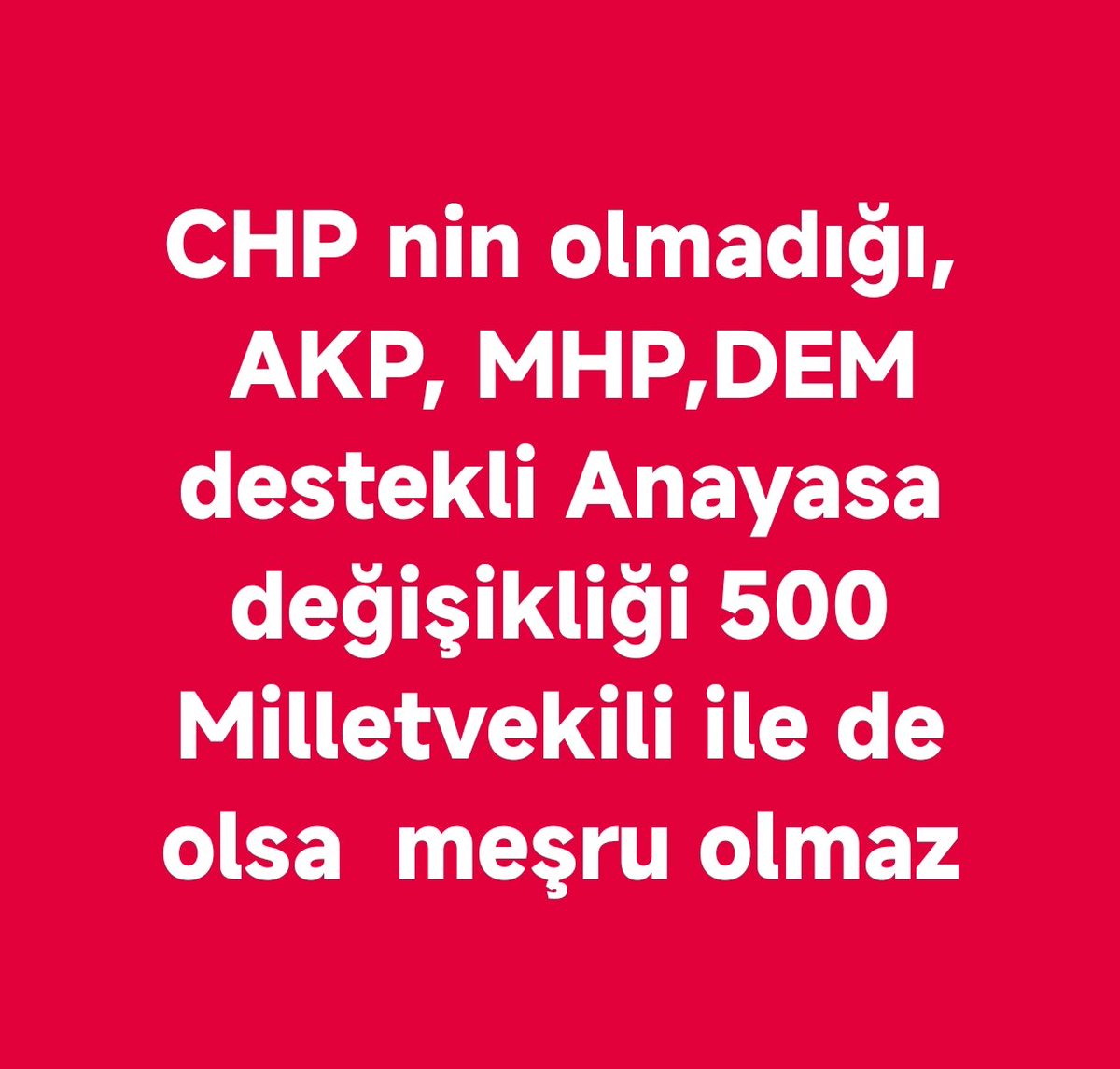 hasanoder's tweet image. Emperyalizm ve Bop'a destekli bu komisyona oturmak,
Türkiye Cumhuriyeti'nin Kuruluş ilkelerini ve ideolojisini yok etmektir.
CHP nin olmadığı AKP, MHP,DEM destekli Anayasa değişikliği meşru olmaz.
Sn Özgür Özel bu komisyona üye vermeyin, bu tuzağa düşmeyin.
@eczozgurozel
@CHP