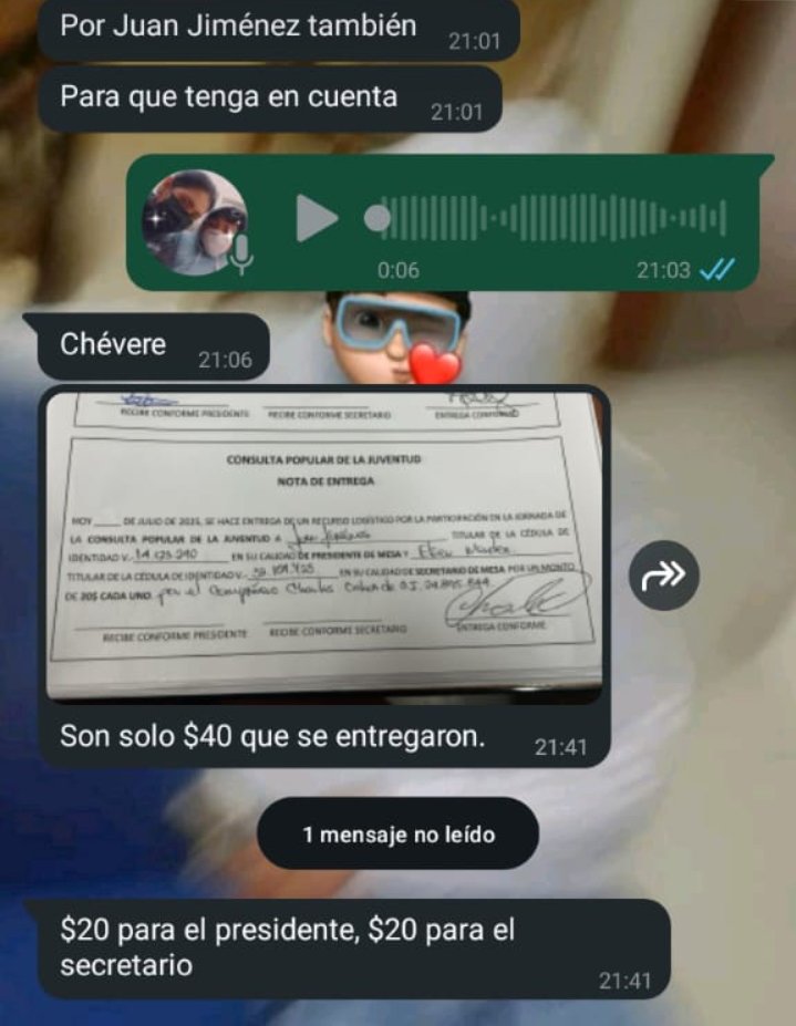 cj394885's tweet photo. Fui pte de mesa en la consulta popular de la juventud,no pedí nada y dieron 20$ por logística de ??? No pague trasporte,ni puse un bolígrafo,a la UBCH-CUC del eje 4 ,de la parroquia el recreo ,se le pide memoria y cuenta  de los 300$ ,que paso? Más bien puse 30$ osea di logistic https://t.co/aly94fVoI4