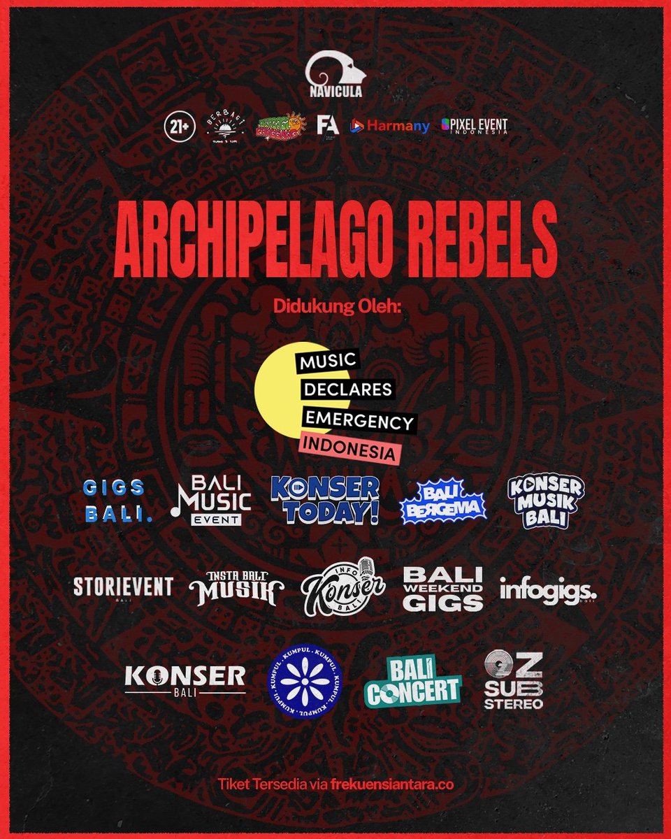 Apa kabar? Kami bakal manggung dan membawakan satu album penuh!

Jangan lewatkan showcase album Archipelago Rebels pada 2 Agustus 2025 di Berbagi Ruang &amp; Kopi, Denpasar. 

Acara talkshow akan dimulai pukul 5 sore. 

Tiket bisa dibeli di sini: frekuensiantara.ruangevent.com/e/navicula-spe…