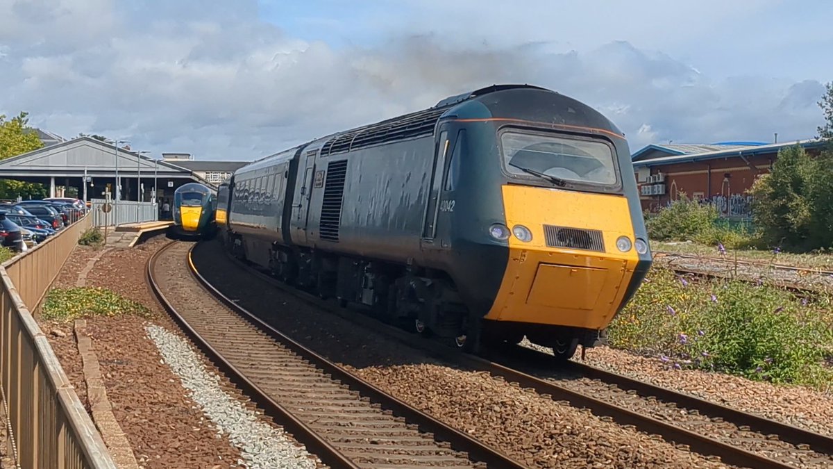 Still working hard in the Southwest, 43042 accelerates the 2C20 1128 Exeter St Davids to Penzance out of Newton Abbot yesterday aided by stablemate 156 on the rear.