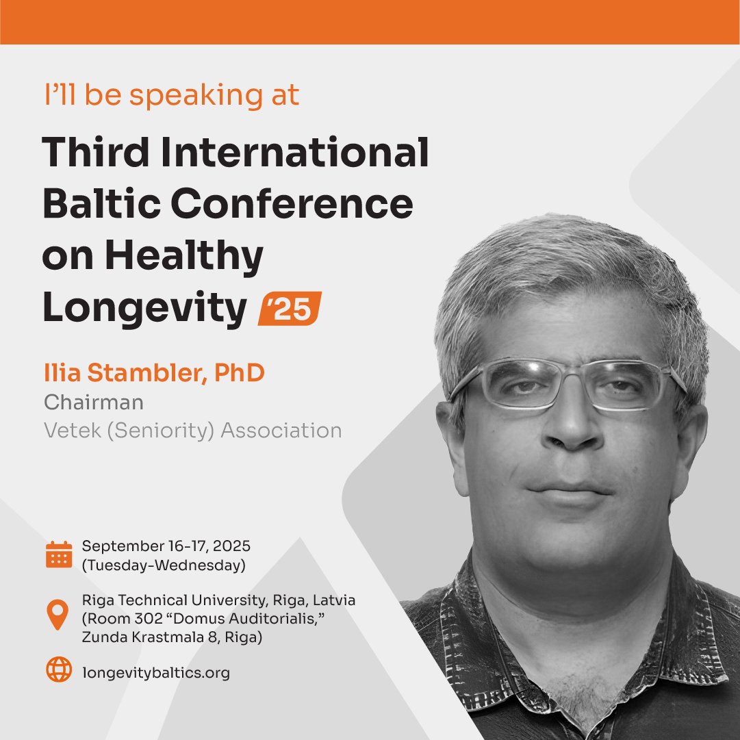 Ilia Stambler (@ilaisrla) on Twitter photo 3rd International Baltic Conference on Healthy Longevity, in Riga, Latvia, on September 16-17!
longevitybaltics.org/2025-healthy-l…
longevitybaltics.org/conference-pro…
Registration. Attendance is free, but registration is required. And we are grateful for support!
longevitybaltics.org/registration/ 3rd International Baltic Conference on Healthy Longevity, in Riga, Latvia, on September 16-17!
longevitybaltics.org/2025-healthy-l…
longevitybaltics.org/conference-pro…
Registration. Attendance is free, but registration is required. And we are grateful for support!
longevitybaltics.org/registration/