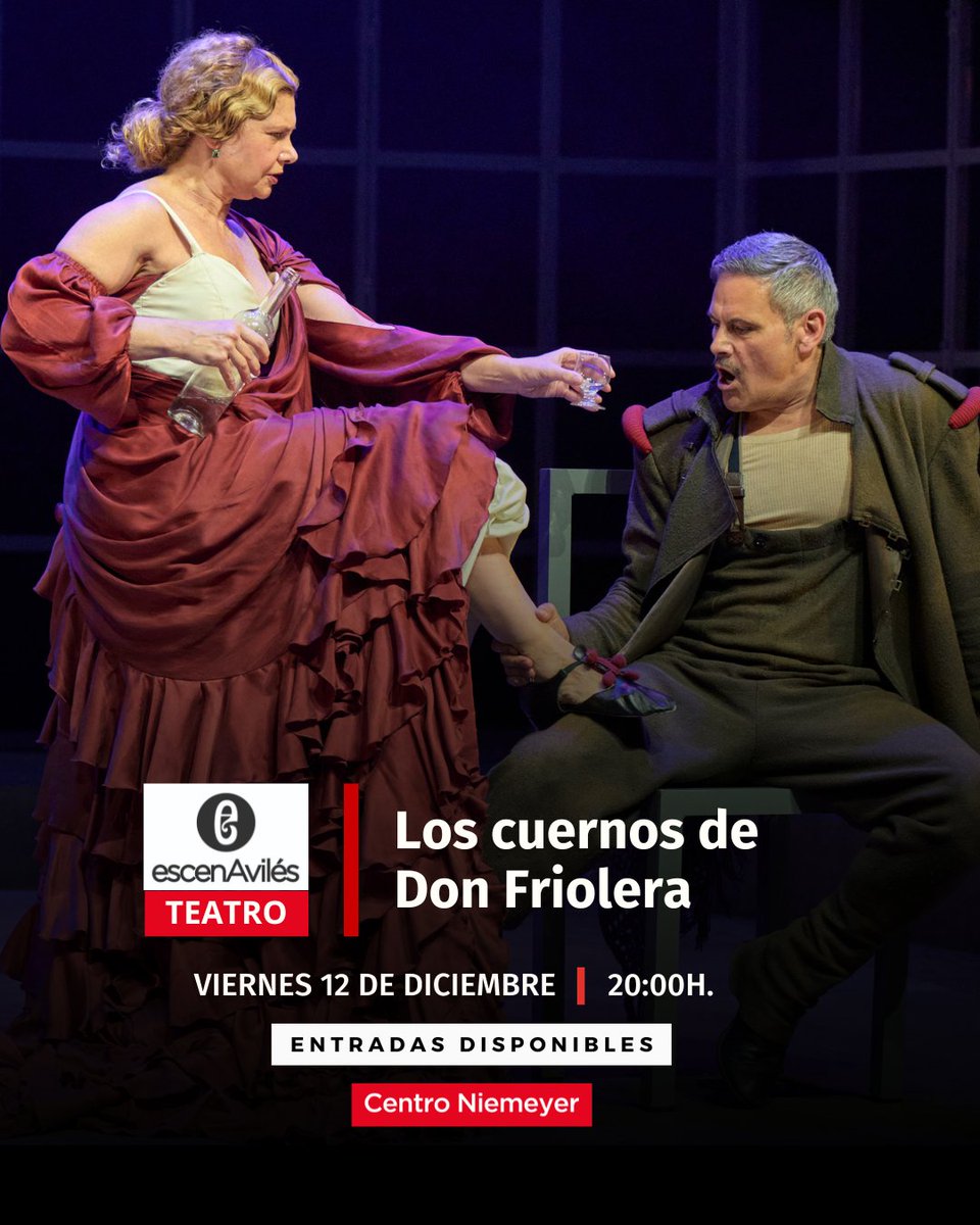 🎭 Valle-Inclán, más actual que nunca.

«Los cuernos de Don Friolera» llega al Centro Niemeyer en una versión de Ainhoa Amestoy que revisita esta sátira sobre el honor, el miedo y la hipocresía con mirada contemporánea.

📅 Viernes 12/12 – 20:00
🎟 Entradas ya a la venta