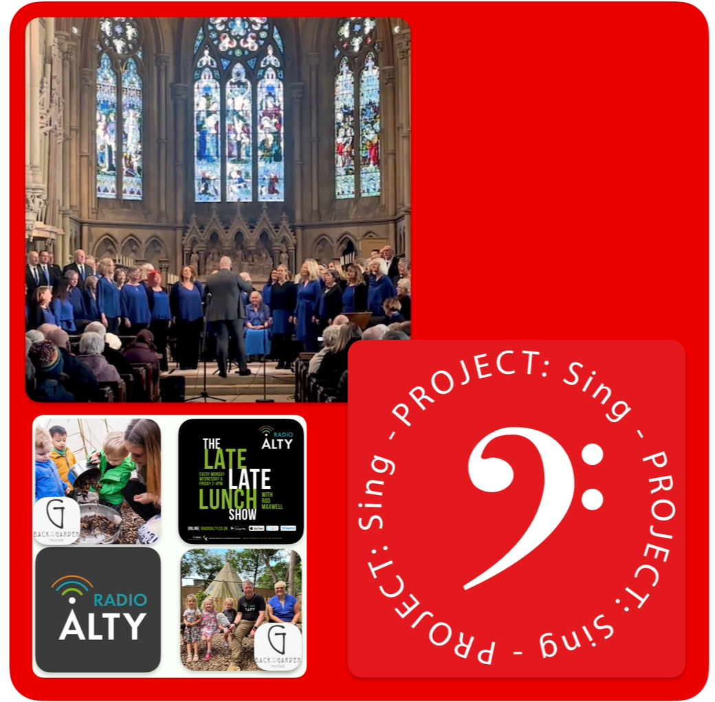 RadioAlty's tweet photo. On today's #theLateLateLunchshow 2pm, Rod is talking to Andy Booth about "Project Sing" - an opportunity for people to sing at Christmas in Bowdon - no previous experience of required https://t.co/3V2bbAj8D2

https://t.co/avmIQb4M8a - supported by Back to the Garden Childcare https://t.co/fPHqErYc9Q