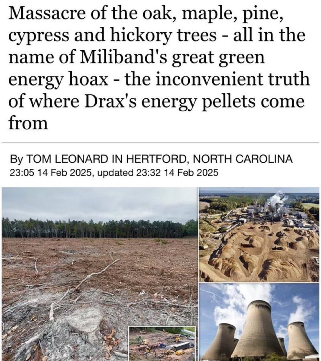 The Great British net zero con-trick of Drax.

The Labour government is trying to force through an extension that would give Drax an estimated £1.8bn in taxpayer funded subsidies on top of the £11bn it has already received.

Drax has burned an amount of wood equivalent to 300