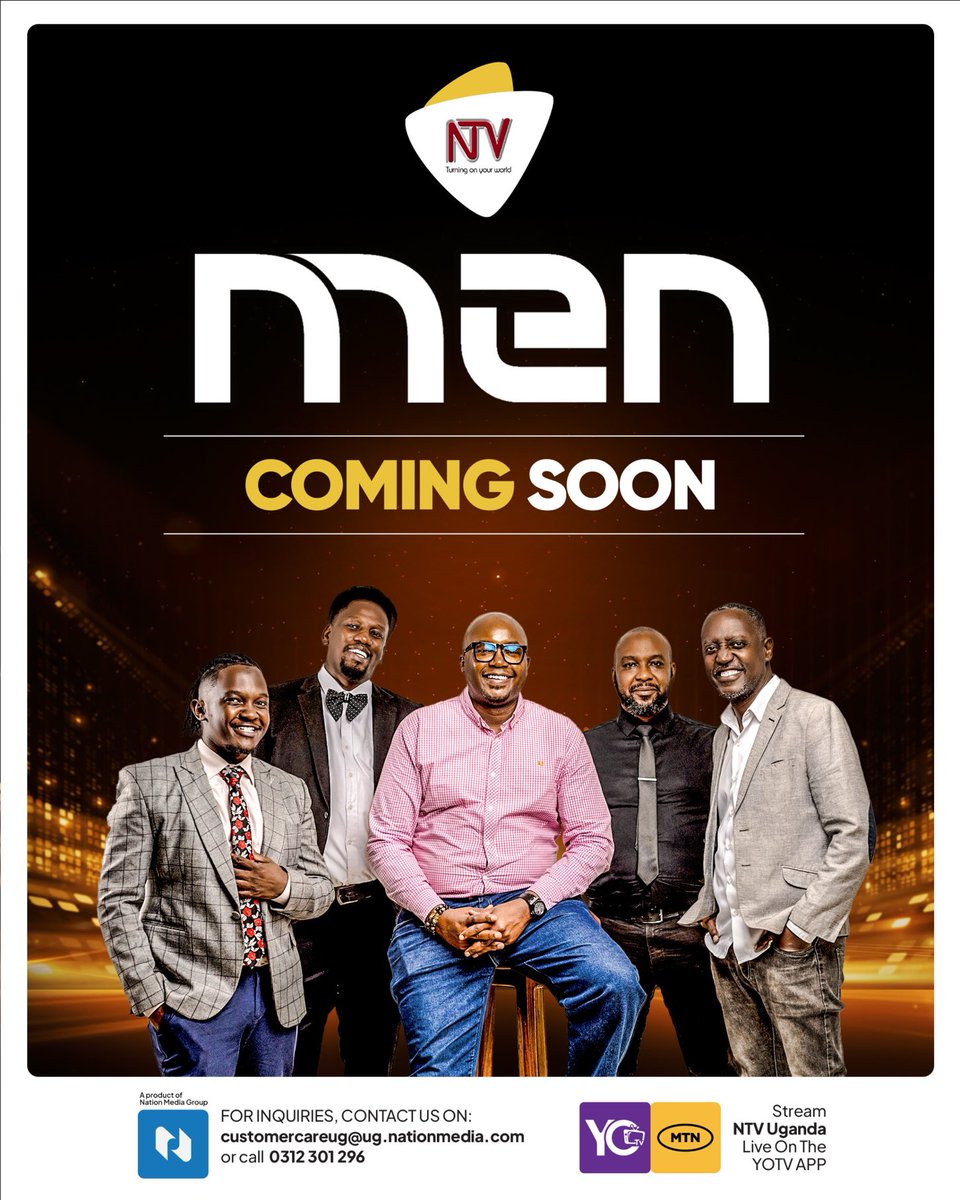 Chris D. Nsubuga-Mugga (@cnsubugamugga) on Twitter photo NTV MEN will be back Tuesdays 10pm starting Tuesday 5th August 2025. Gather the tribe, buy the popcorn in advance. Filimu yamasasi! <a href="/ntvuganda/">NTV UGANDA</a> <a href="/NTVMenUG/">NTVMen</a> <a href="/PeterIgaga/">Peter Igaga - Optimus Prime</a> <a href="/Spartakussug/">Colin Asiimwe</a> <a href="/PyeparFaisal/">Engineer Faisal</a> <a href="/theonlyjaluo/">♂️ The Only Jaluo AYEYA</a> <a href="/rosemaryuganda/">Rosemary Nampijja</a> NTV MEN will be back Tuesdays 10pm starting Tuesday 5th August 2025. Gather the tribe, buy the popcorn in advance. Filimu yamasasi! <a href="/ntvuganda/">NTV UGANDA</a> <a href="/NTVMenUG/">NTVMen</a> <a href="/PeterIgaga/">Peter Igaga - Optimus Prime</a> <a href="/Spartakussug/">Colin Asiimwe</a> <a href="/PyeparFaisal/">Engineer Faisal</a> <a href="/theonlyjaluo/">♂️ The Only Jaluo AYEYA</a> <a href="/rosemaryuganda/">Rosemary Nampijja</a>