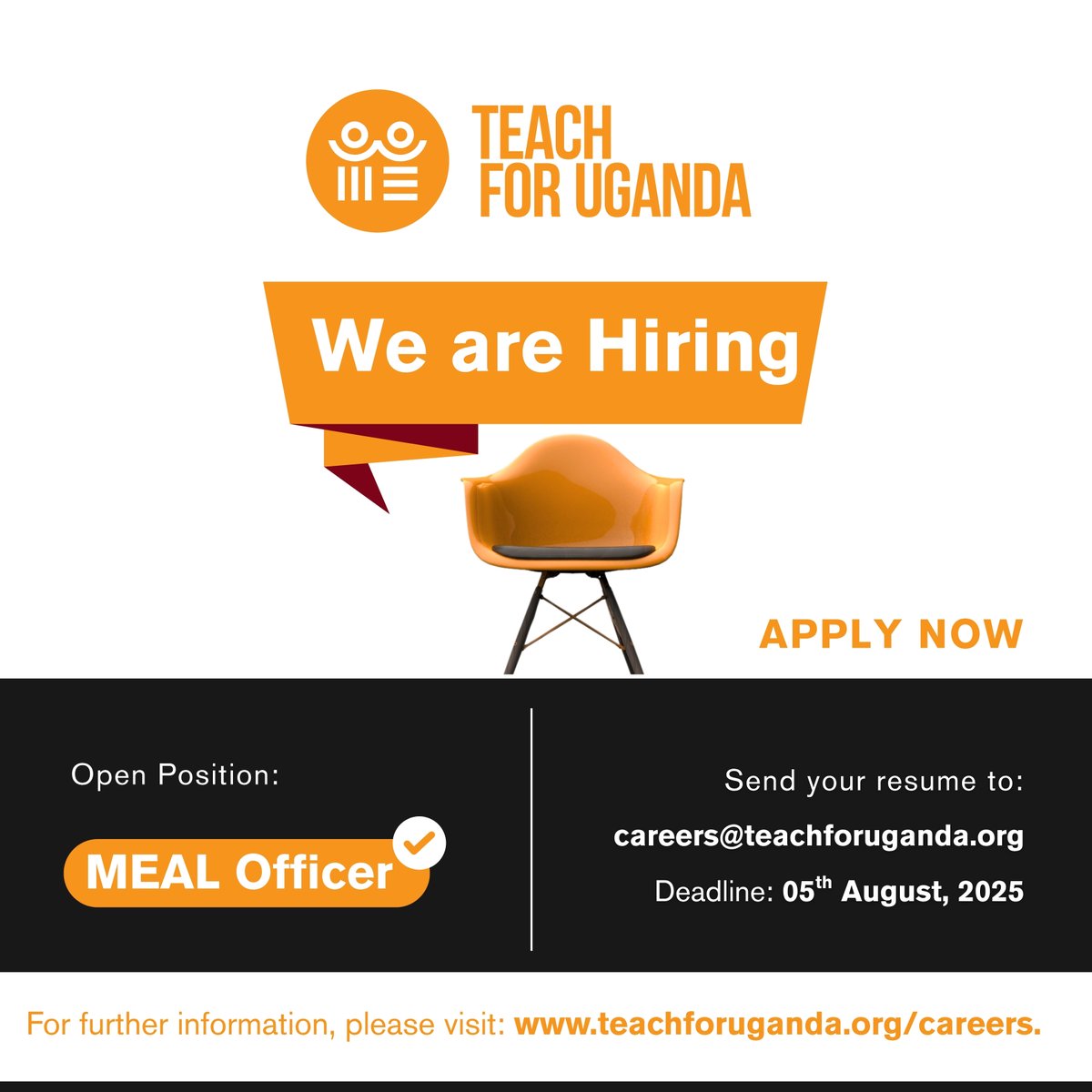 Teach For Uganda (@teach4ug) on Twitter photo 📢 We’re Hiring!
<a href="/TEACH4UG/">Teach For Uganda</a> is looking for a passionate and detail-oriented MEAL Officer to join our dynamic team.
📌 Deadline: 05th August 2025
đź“§ Send your resume to: careers@teachforuganda.org
🔗 Learn more: teachforuganda.org/docs/jobs/meal…
💼 Apply now and be part of a 📢 We’re Hiring!
<a href="/TEACH4UG/">Teach For Uganda</a> is looking for a passionate and detail-oriented MEAL Officer to join our dynamic team.
📌 Deadline: 05th August 2025
đź“§ Send your resume to: careers@teachforuganda.org
🔗 Learn more: teachforuganda.org/docs/jobs/meal…
đź’Ľ Apply now and be part of a