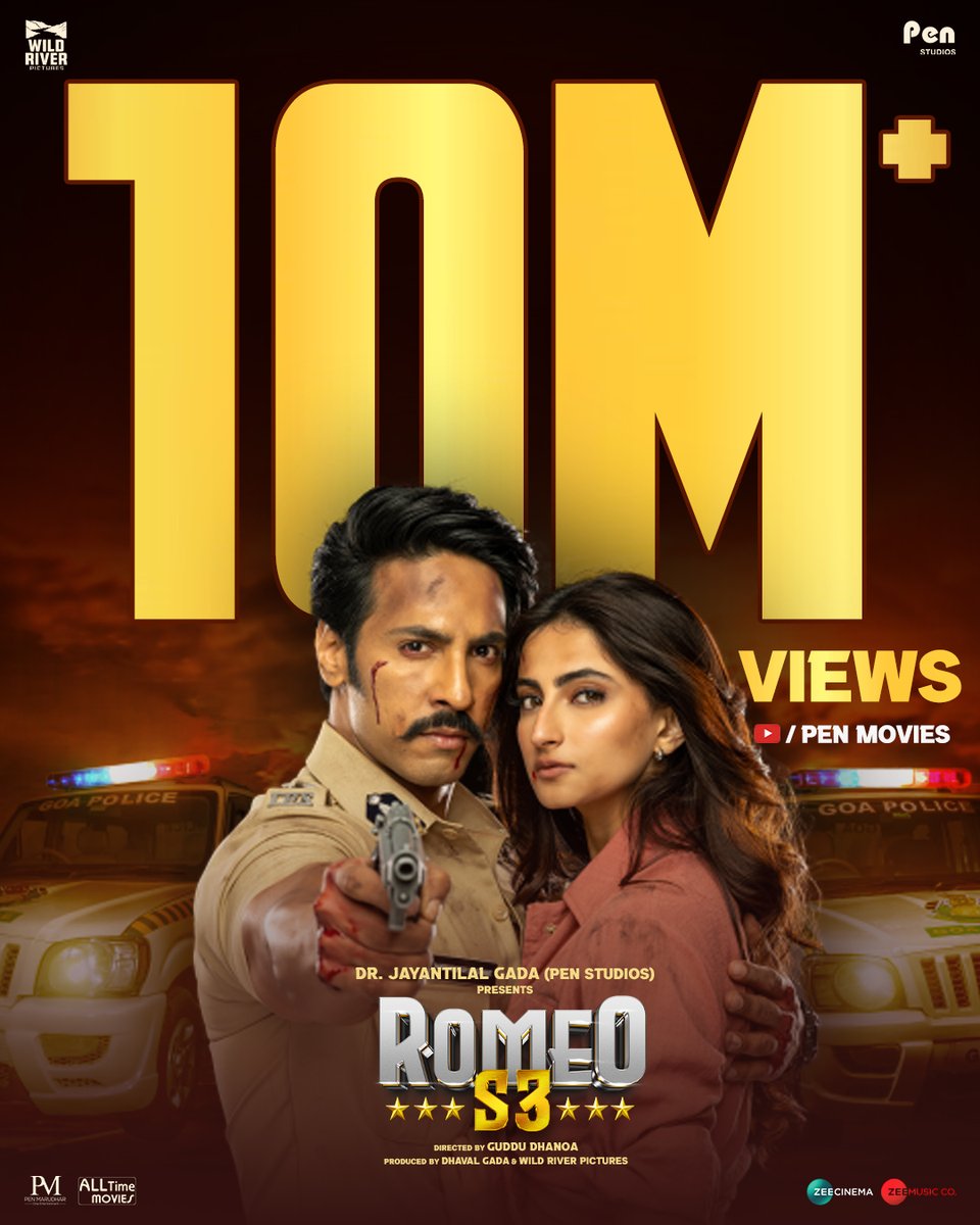 Roaring and soaring higher with 10M+ views on YouTube! 🔥 

YouTube 🔗 -
 lnk.bio/s/RomeoS3YouTu…

#RomeoS3onPenMovies  #RomeoS3 #StreamingNow

<a href="/ActorAnupSingh/">Thakur Anup Singh</a> #PalakTiwari <a href="/jayantilalgada/">Dr. Jayantilal Gada (PEN)</a> <a href="/gada_dhaval/">Dhaval Gada</a> #GudduDhanoa <a href="/shivanijjadhav/">Shivani J Jadhav</a> #AmanDhaliwal #PenMarudhar <a href="/ZeeMusicCompany/">Zee Music Company</a>