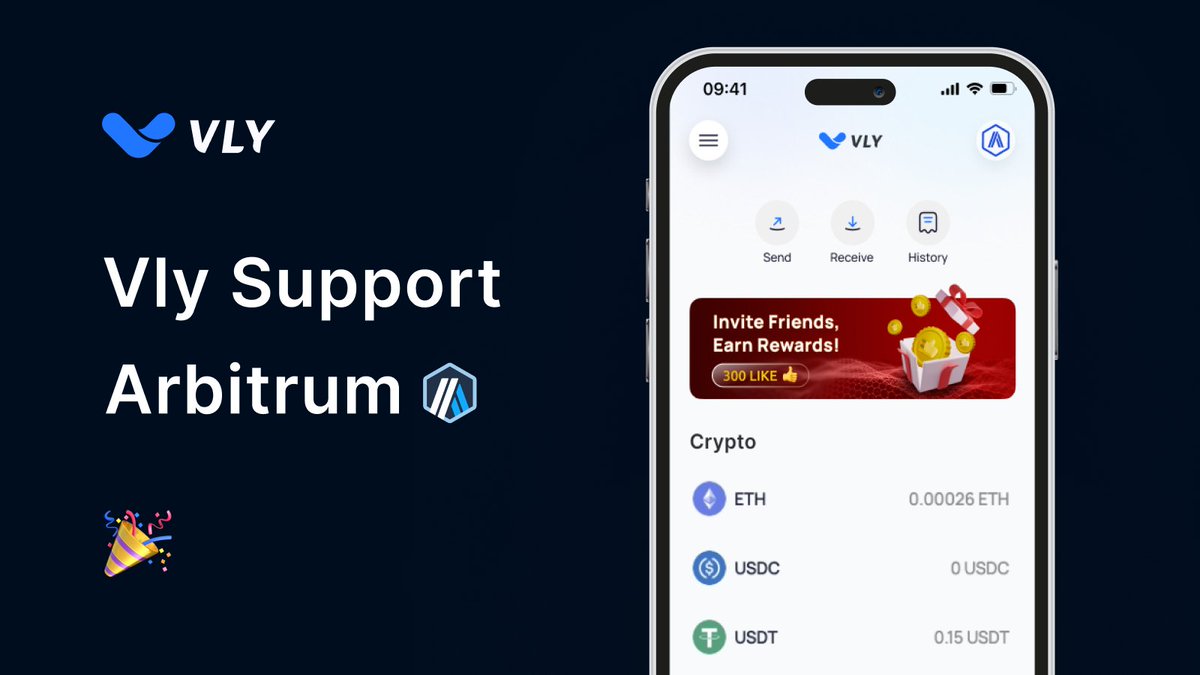 Vly now supports Arbitrum! 🎉

We’ve also streamlined the interface—only major stables like USDC and USDT show by default.

Multi-chain payments just got even smoother.
#Vly #Arbitrum #USDC #USDT #Web3