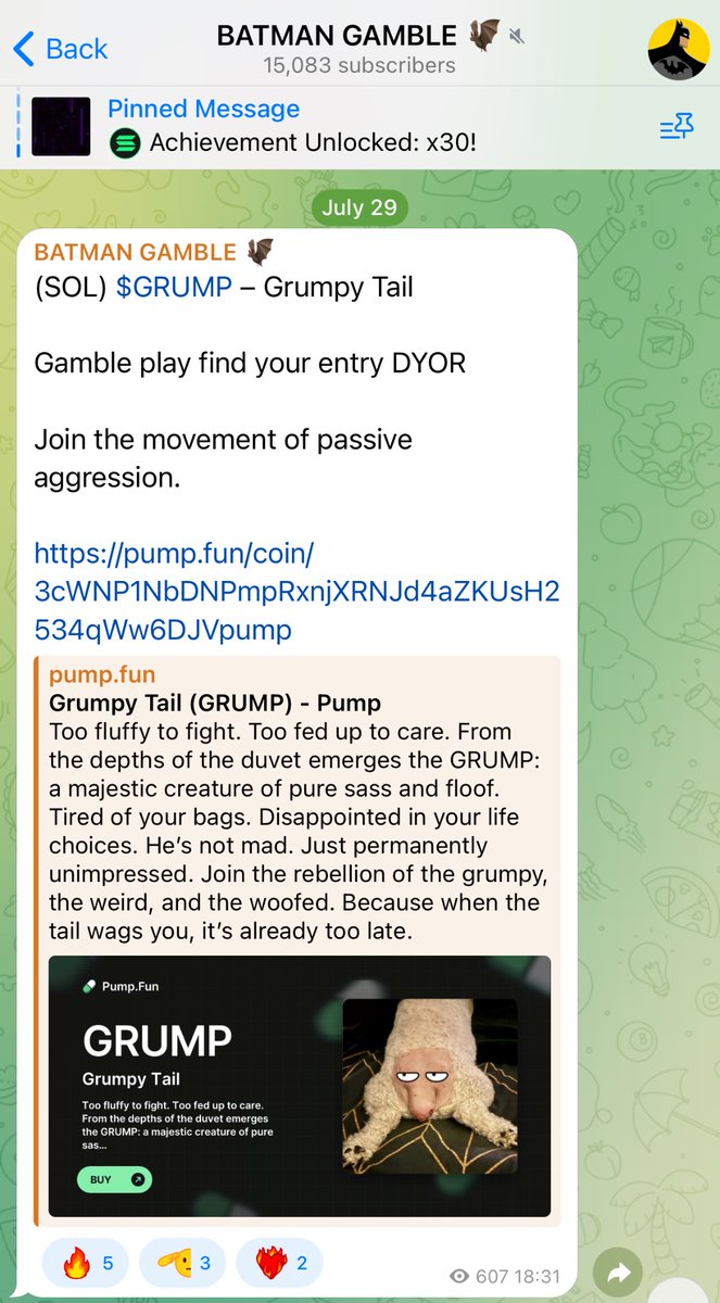 Grumpy Tail | $GRUMP (@grumpytailcoin) on Twitter photo Got a cheeky little mention on Batman Gamble in TG (yes, the very one linked to <a href="/BatmanGems/">BATMAN GEMS</a> 😉)
Why not take a look 👉t.me/bat_gamble/125…
Let’s get this GRUMPY ass pumping! 🚀
#memecoin #SolanaMemeCoin #Solana #GRUMP #ShitCoinSeason #AltcoinGems Got a cheeky little mention on Batman Gamble in TG (yes, the very one linked to <a href="/BatmanGems/">BATMAN GEMS</a> 😉)
Why not take a look 👉t.me/bat_gamble/125…
Let’s get this GRUMPY ass pumping! 🚀
#memecoin #SolanaMemeCoin #Solana #GRUMP #ShitCoinSeason #AltcoinGems