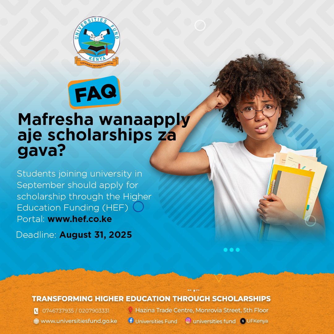 UFKenya's tweet photo. **Donโt miss out!**๐ Apply now and take the first step toward your future.
#ApplyNow #ScholarshipOpportunity #HigherEdKE https://t.co/oTegiHn22j