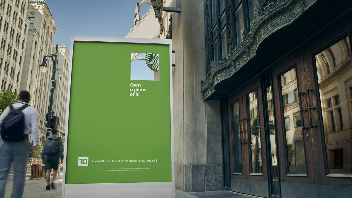 ReasonWhy's tweet image. Ventanas que muestran fragmentos de logotipos. 

Esa es la creativa solución que TD Bank ha encontrado en la publicidad exterior para dar a conocer su oferta de acciones fraccionadas. 
Es una idea de Ogilvy Canadá. 

|| Más info 👉🏽 reasonwhy.es/actualidad/td-…