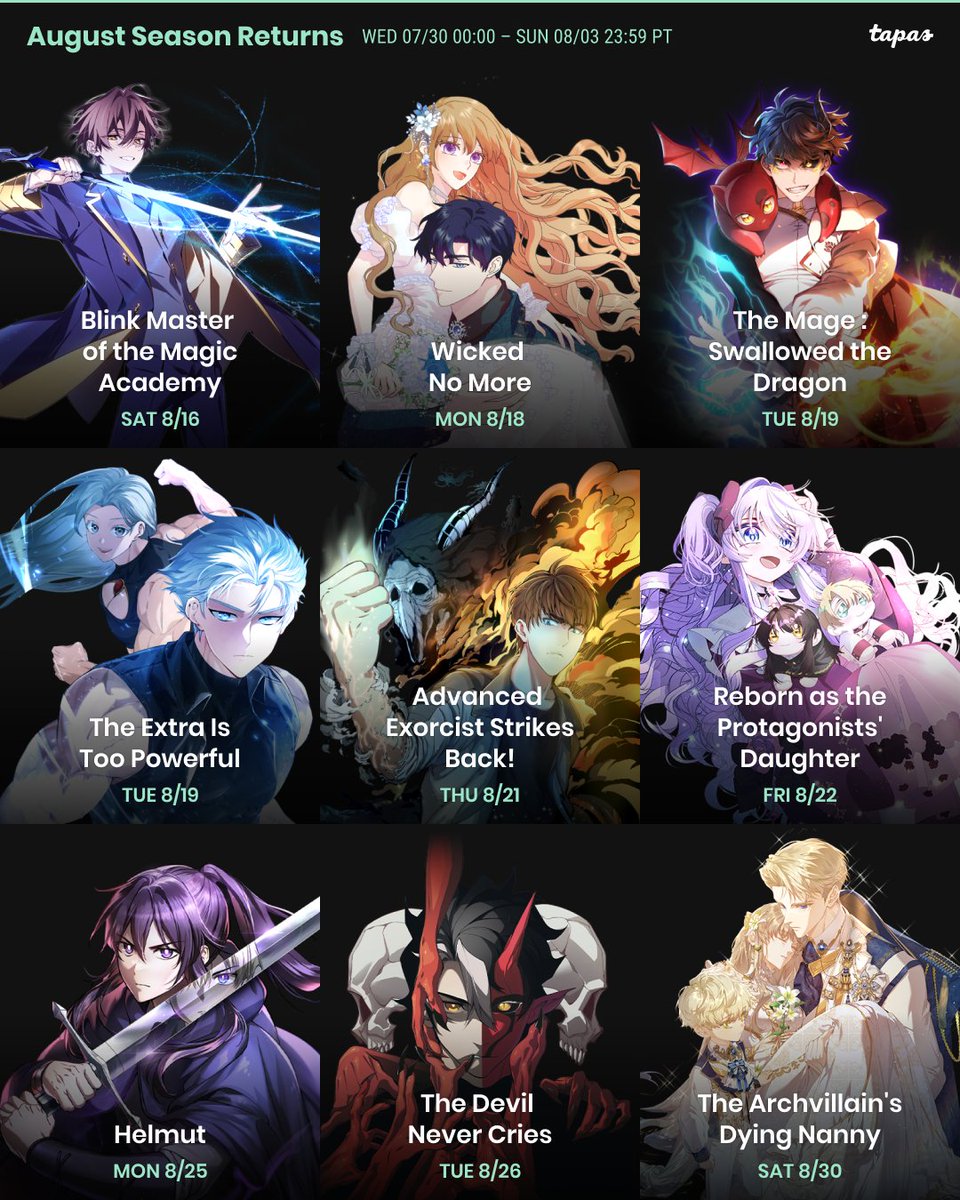 Summer doesn't last forever, let's etch it into stone with our favorite series.🌅🌴 

Catch Up &amp; Earn starting 7/30 (00:00 PT) and ending 8/03 (23:59 PT) before these exciting stories make their returns!