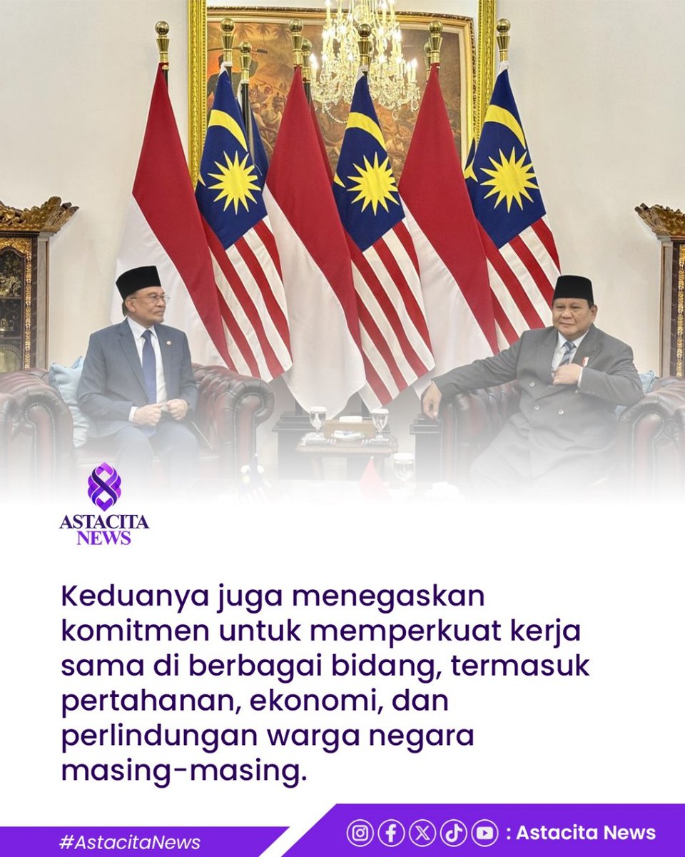 Dalam konsultasi tahunan ke 13, presiden Prabowo dan PM Malaysia Anwar Ibrahim menyepakati pentingnya peran sentral ASEAN dalam menjaga stabilitas dan keamanan di kawasan.