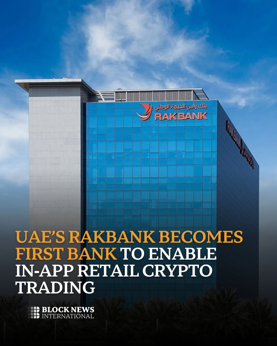 RAKBANK (@rakbanklive) has made history as the first conventional bank in  the UAE to offer retail customers the ability to trade crypto directly  through its mobile app, through a new partnership with